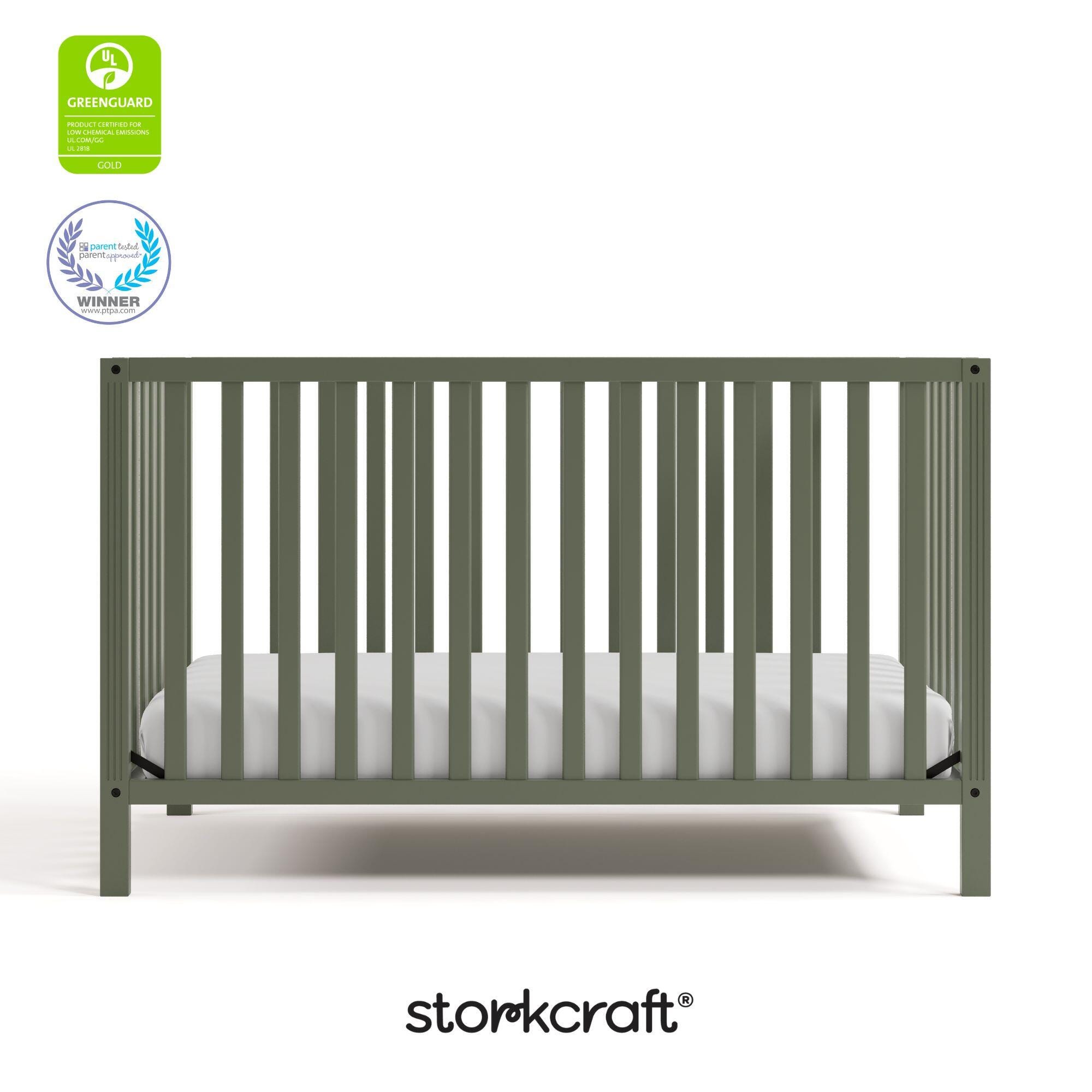 Storkcraft Morningside 5-in-1 Convertible Crib, Olive, large