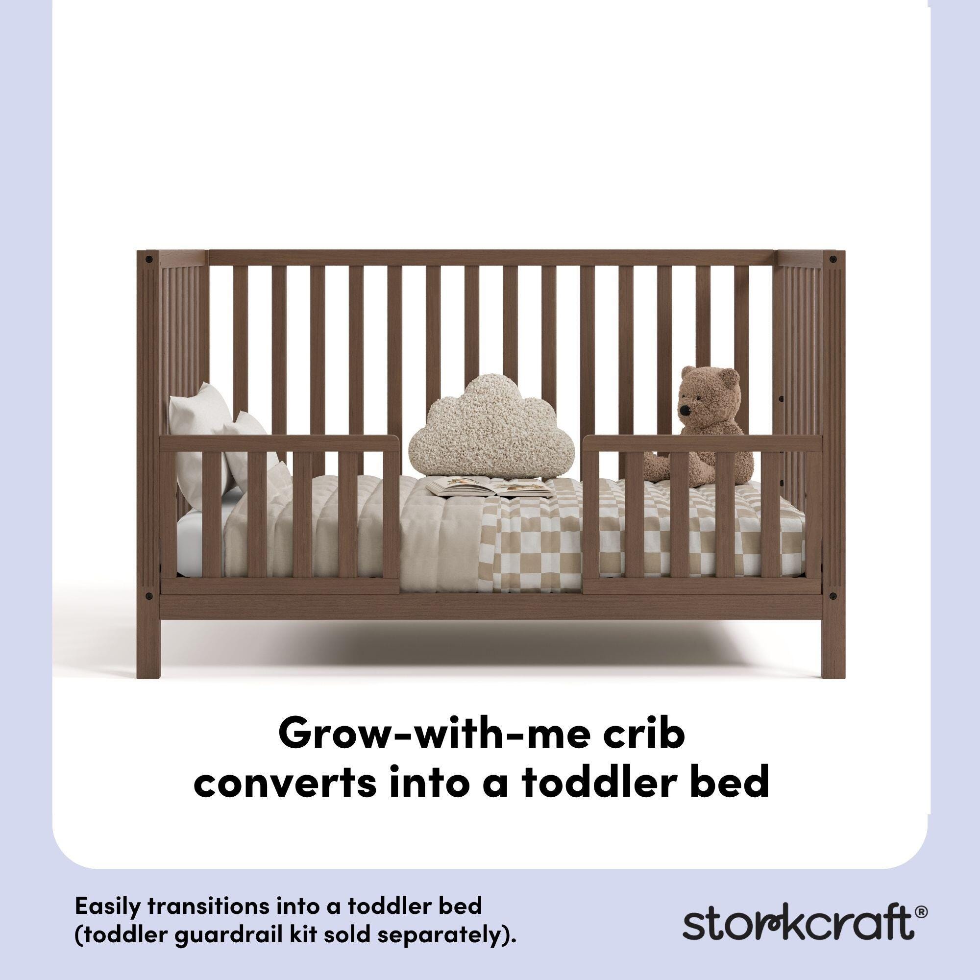 Storkcraft Morningside 5-in-1 Convertible Crib, Hazelnut, large