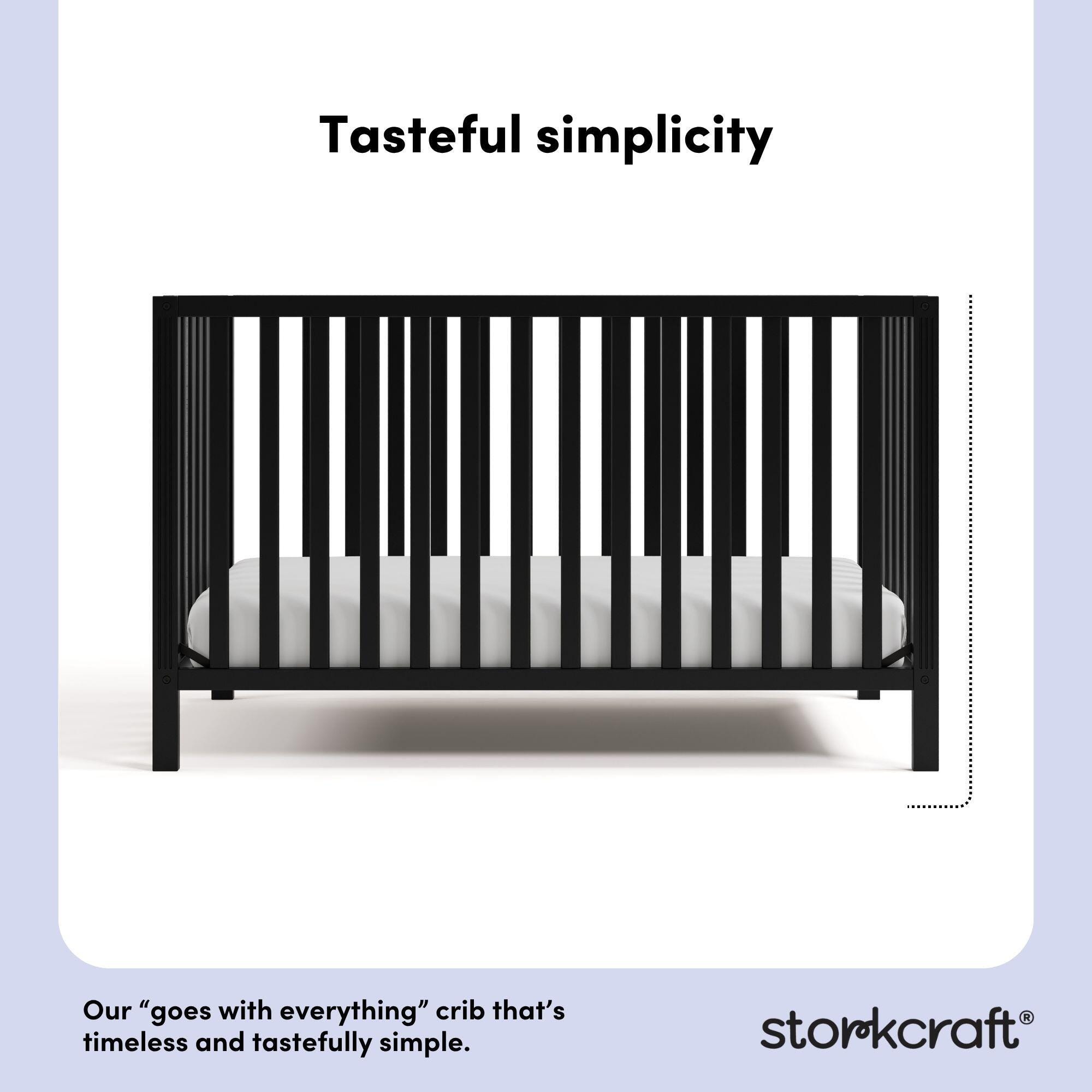 Storkcraft Morningside 5-in-1 Convertible Crib, Black, large
