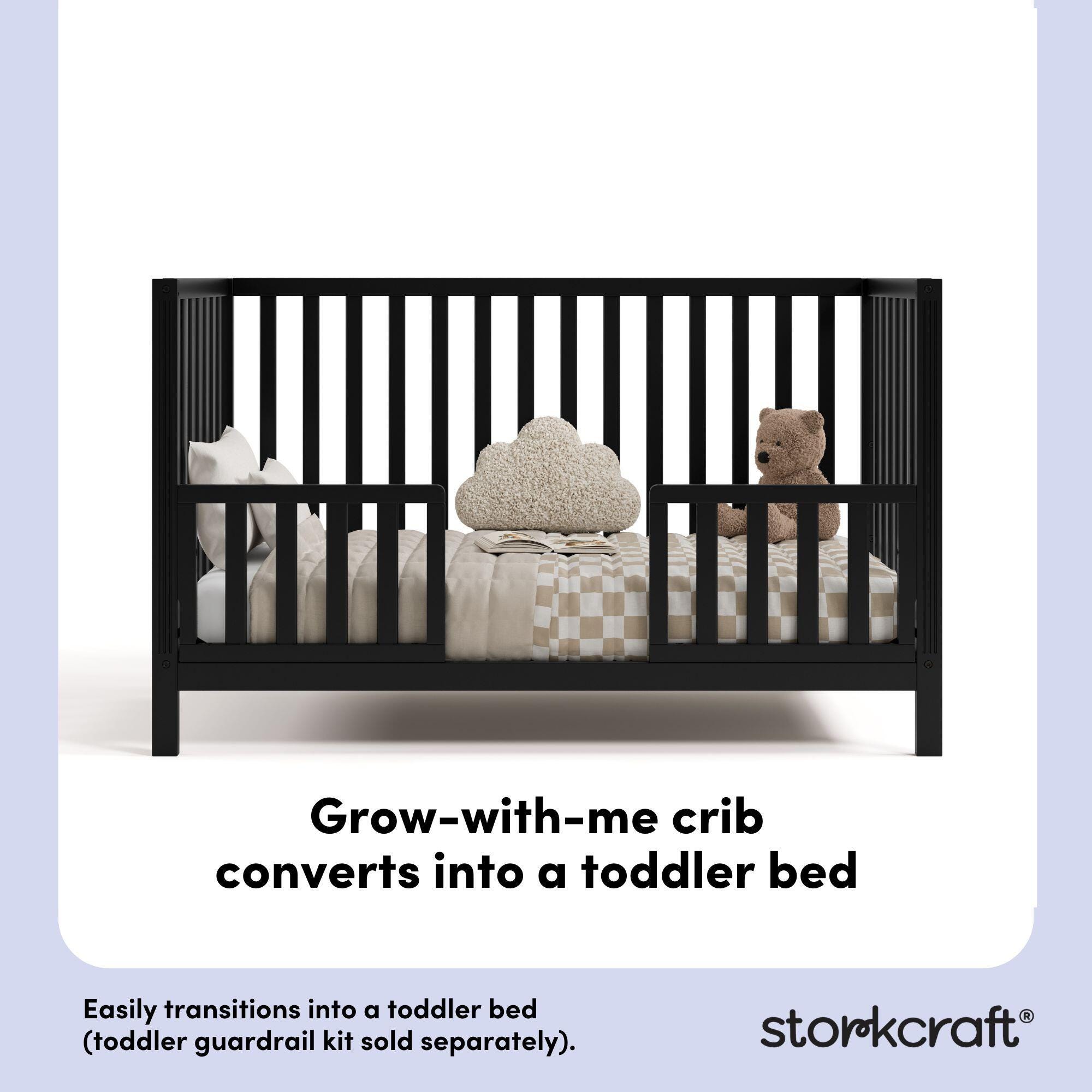 Storkcraft Morningside 5-in-1 Convertible Crib, Black, large