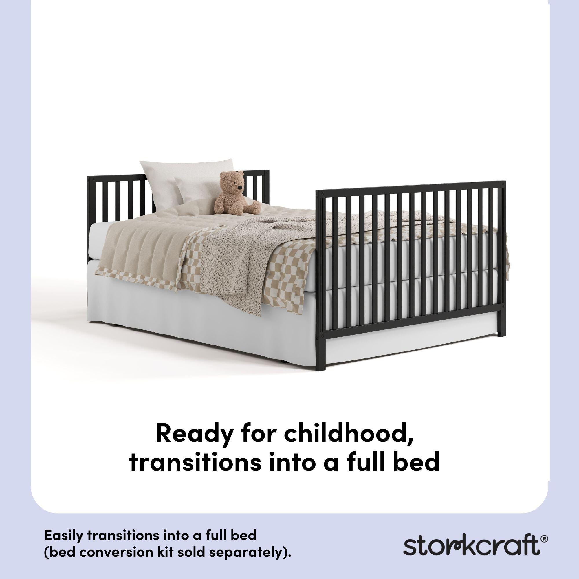 Storkcraft Morningside 5-in-1 Convertible Crib, Black, large