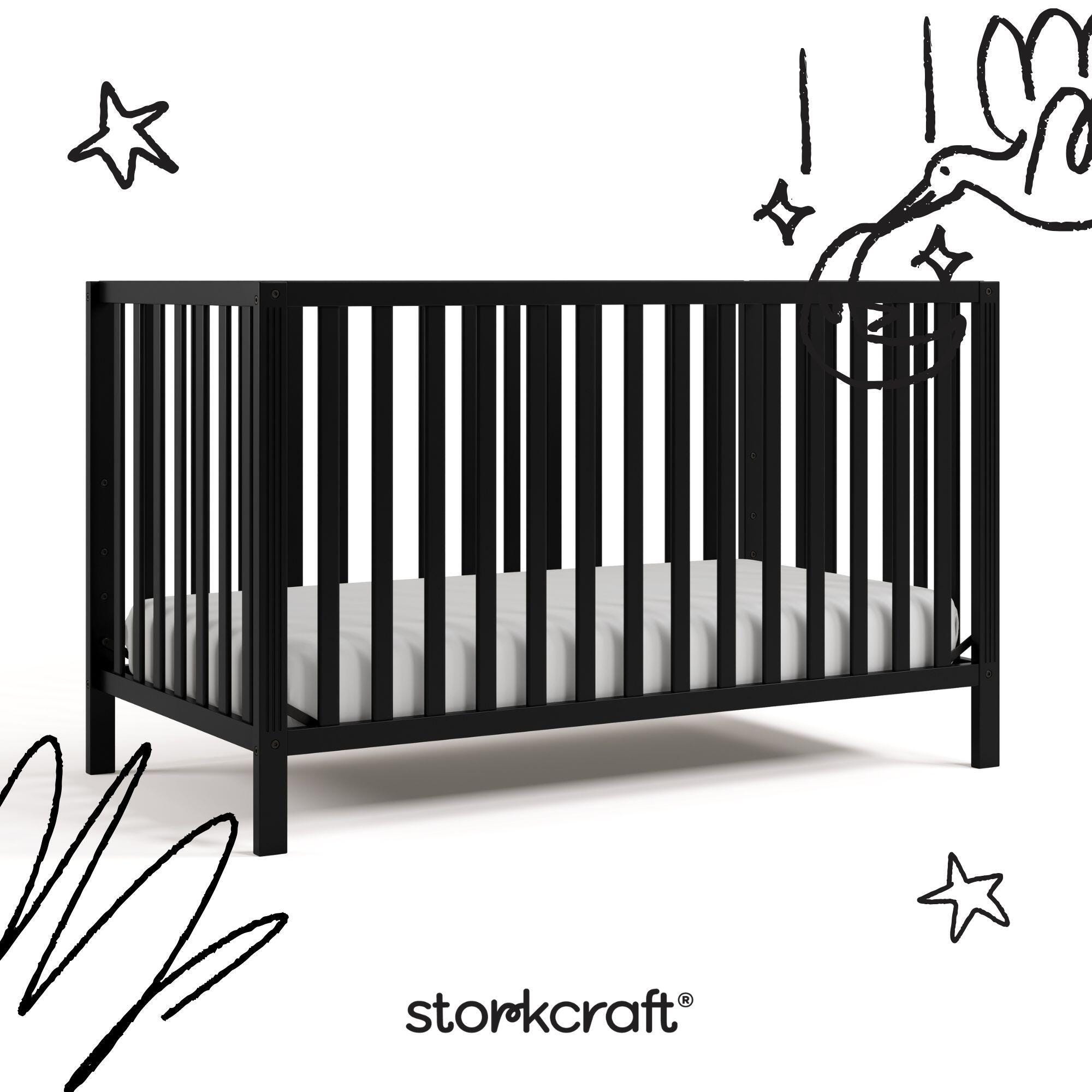 Storkcraft Morningside 5-in-1 Convertible Crib, Black, large