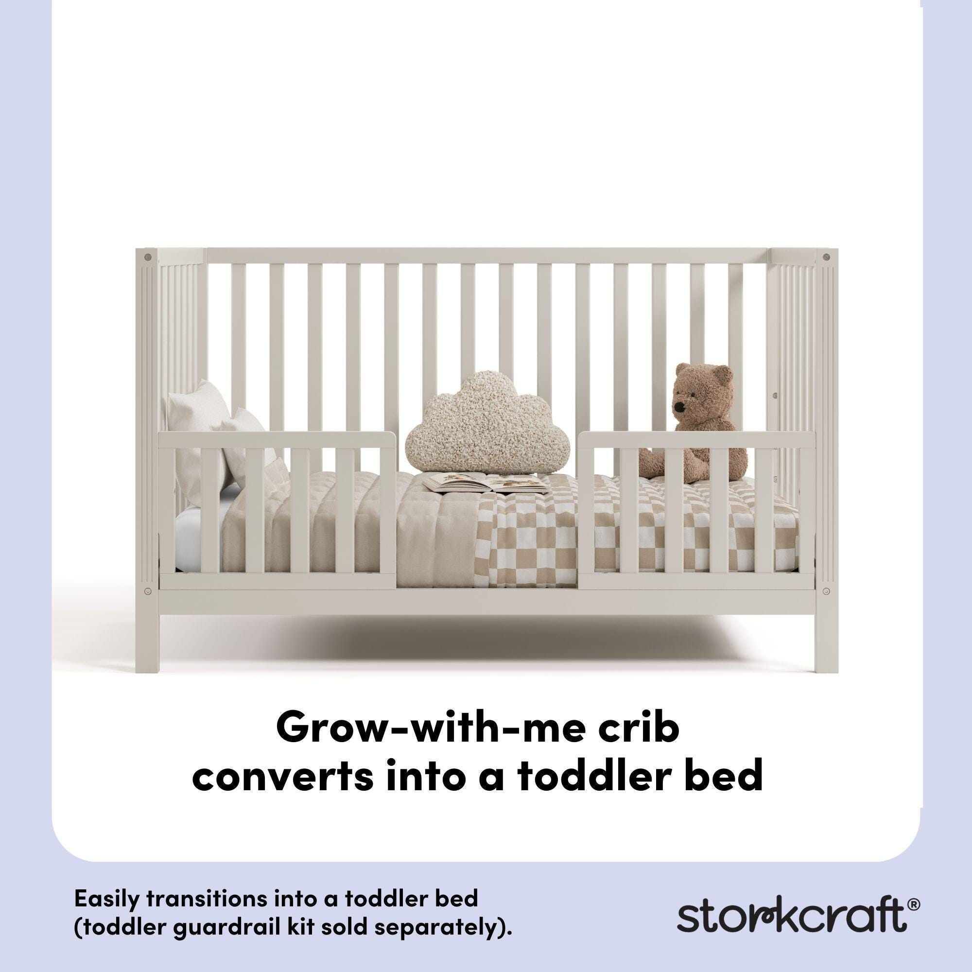 Storkcraft Morningside 5-in-1 Convertible Crib, Frosted Oat, large
