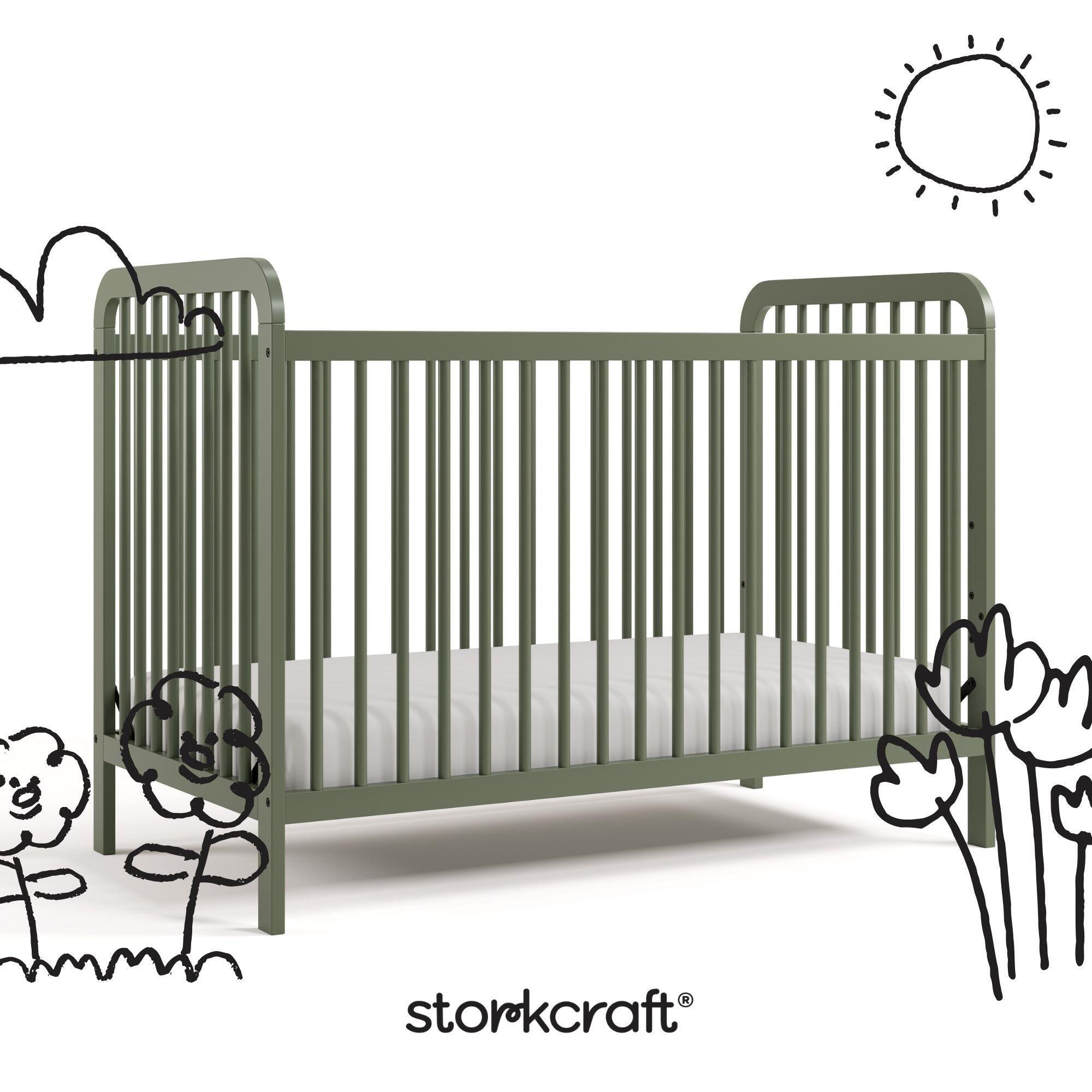 Storkcraft Pasadena 3-in-1 Convertible Crib, Olive, large
