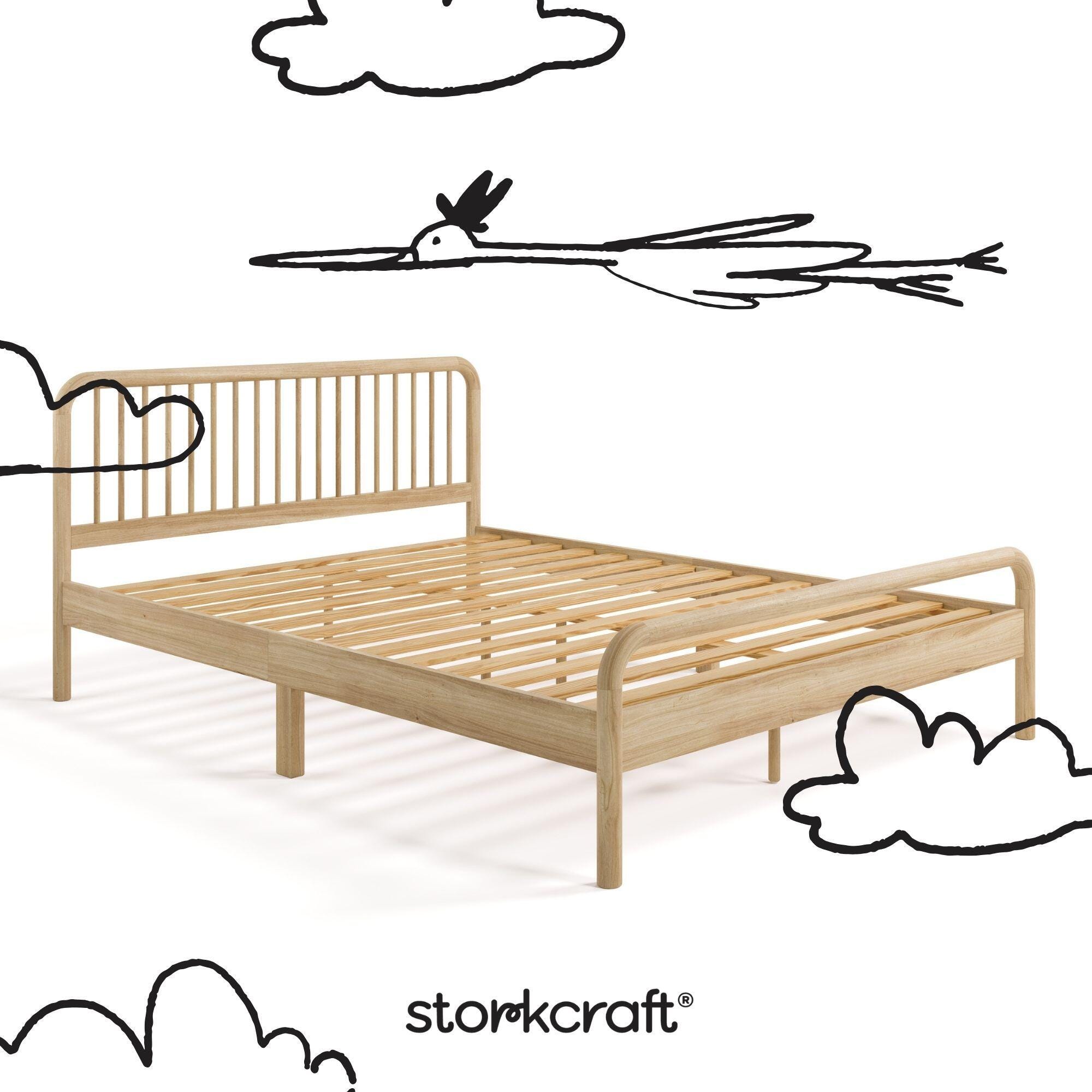 Storkcraft Porto Queen Open Frame Bed, Natural, large