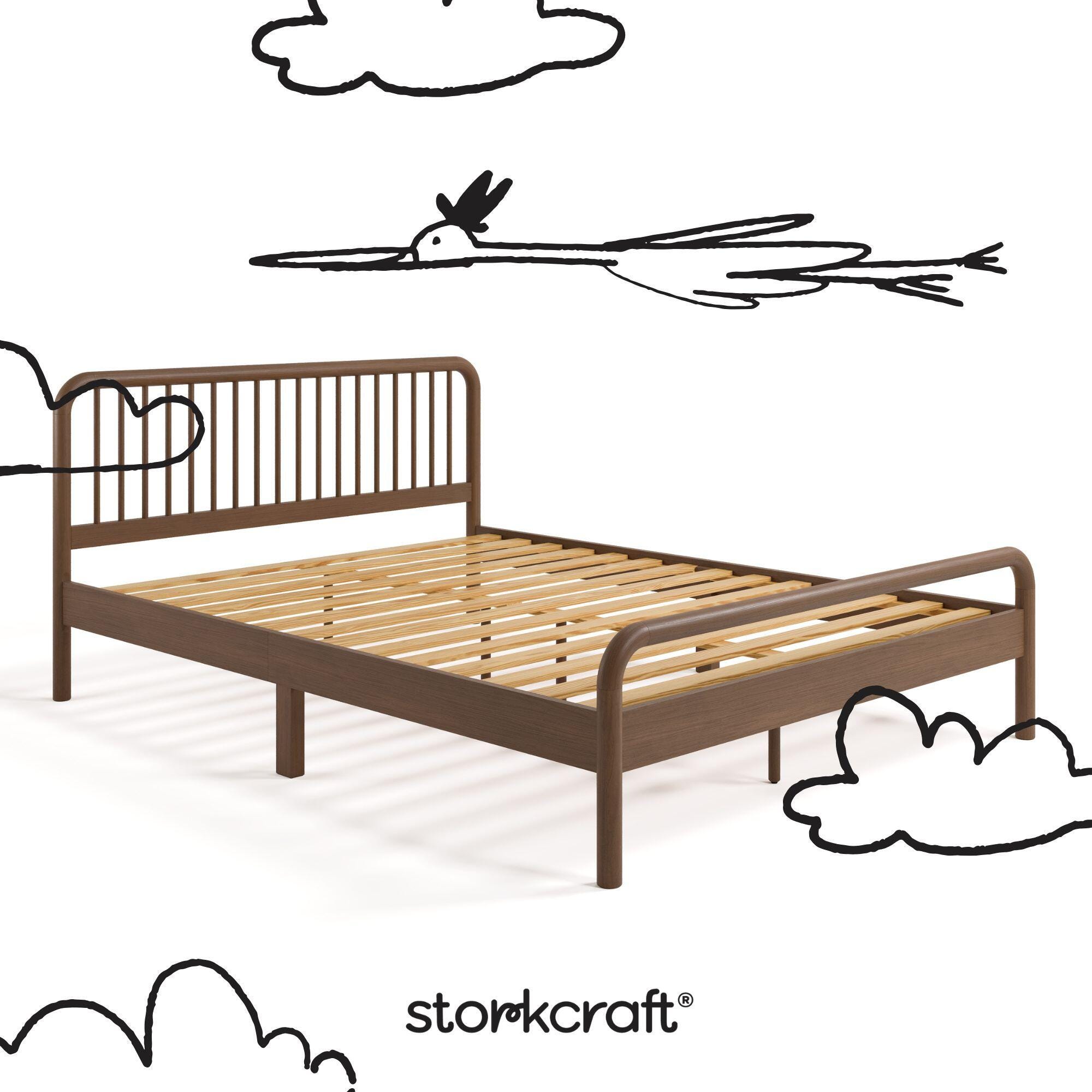 Storkcraft Porto Queen Open Frame Bed, Hazelnut, large