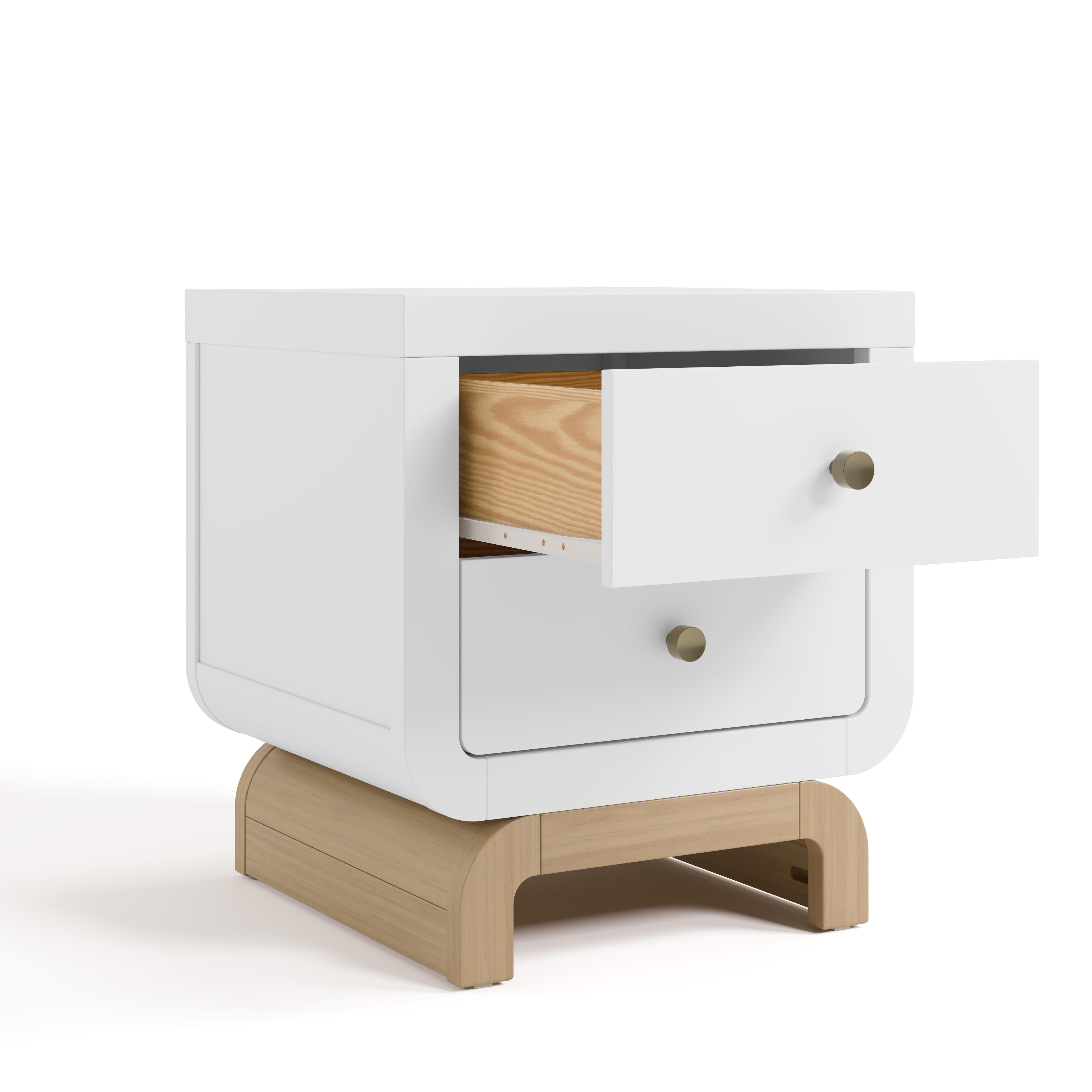 Storkcraft Santorini 20" 2 Drawer Nightstand, White/Driftwood, large