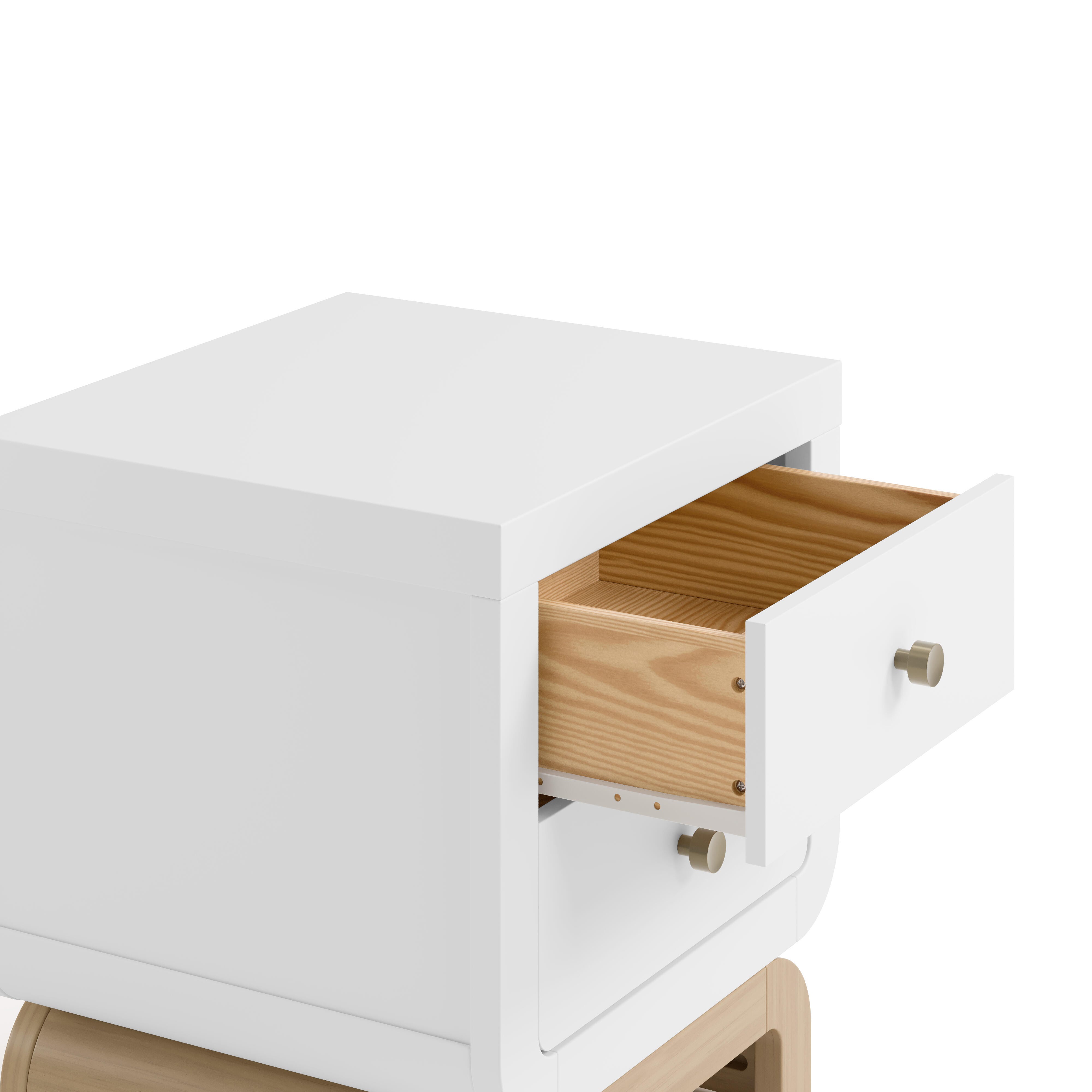 Storkcraft Santorini 20" 2 Drawer Nightstand, White/Driftwood, large