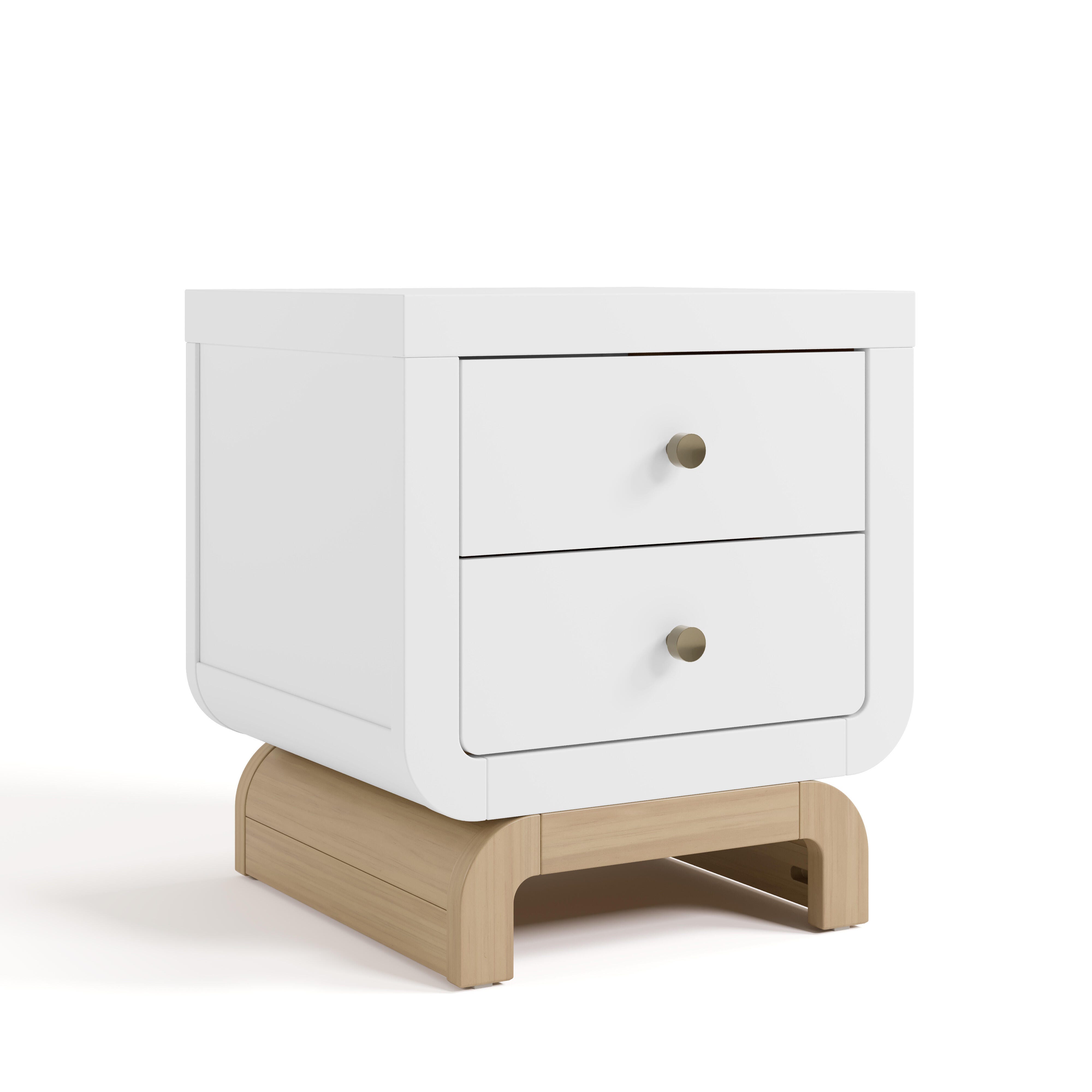 Storkcraft Santorini 20" 2 Drawer Nightstand, White/Driftwood, large