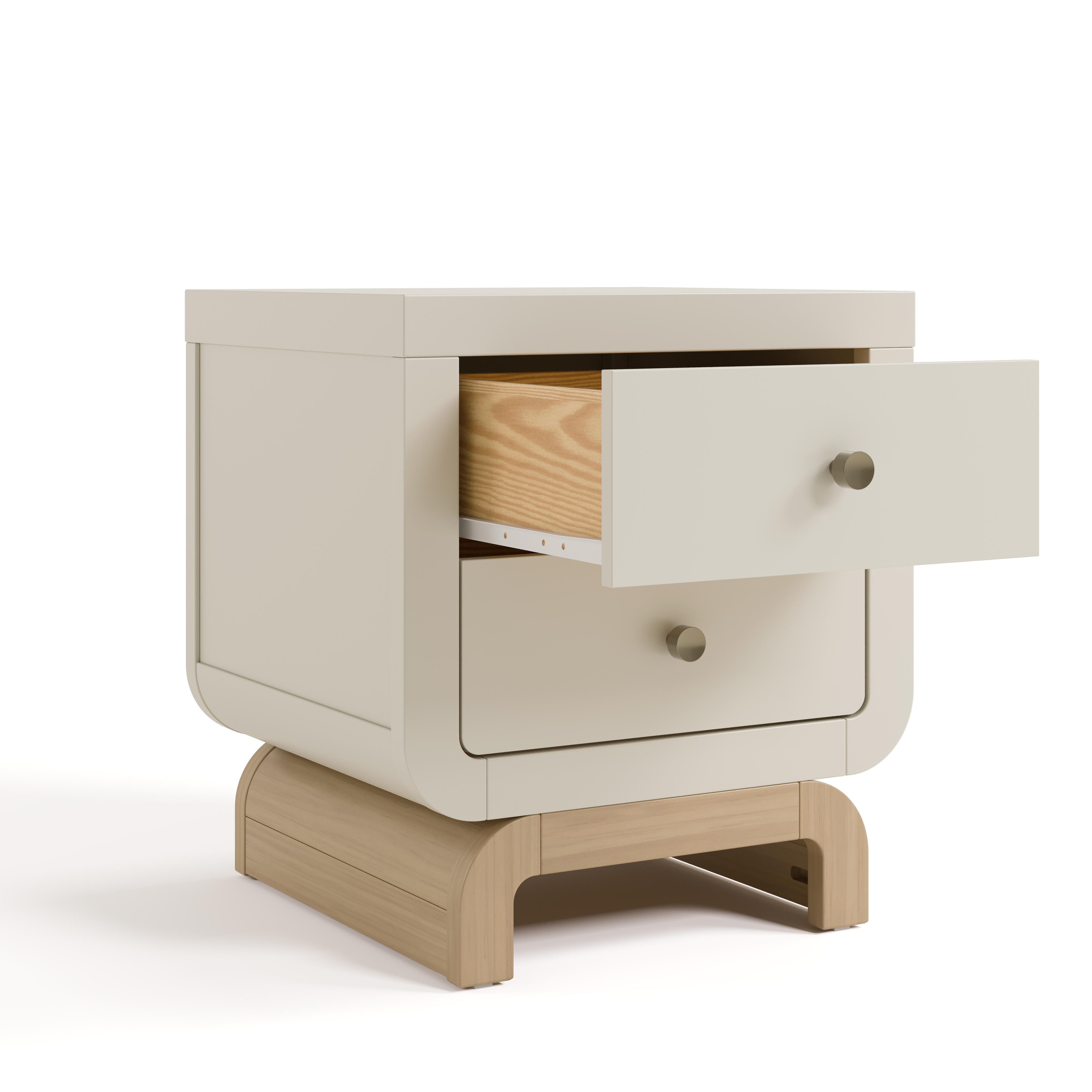 Storkcraft Santorini 20" 2 Drawer Nightstand, Frosted Oat/Driftwood, large