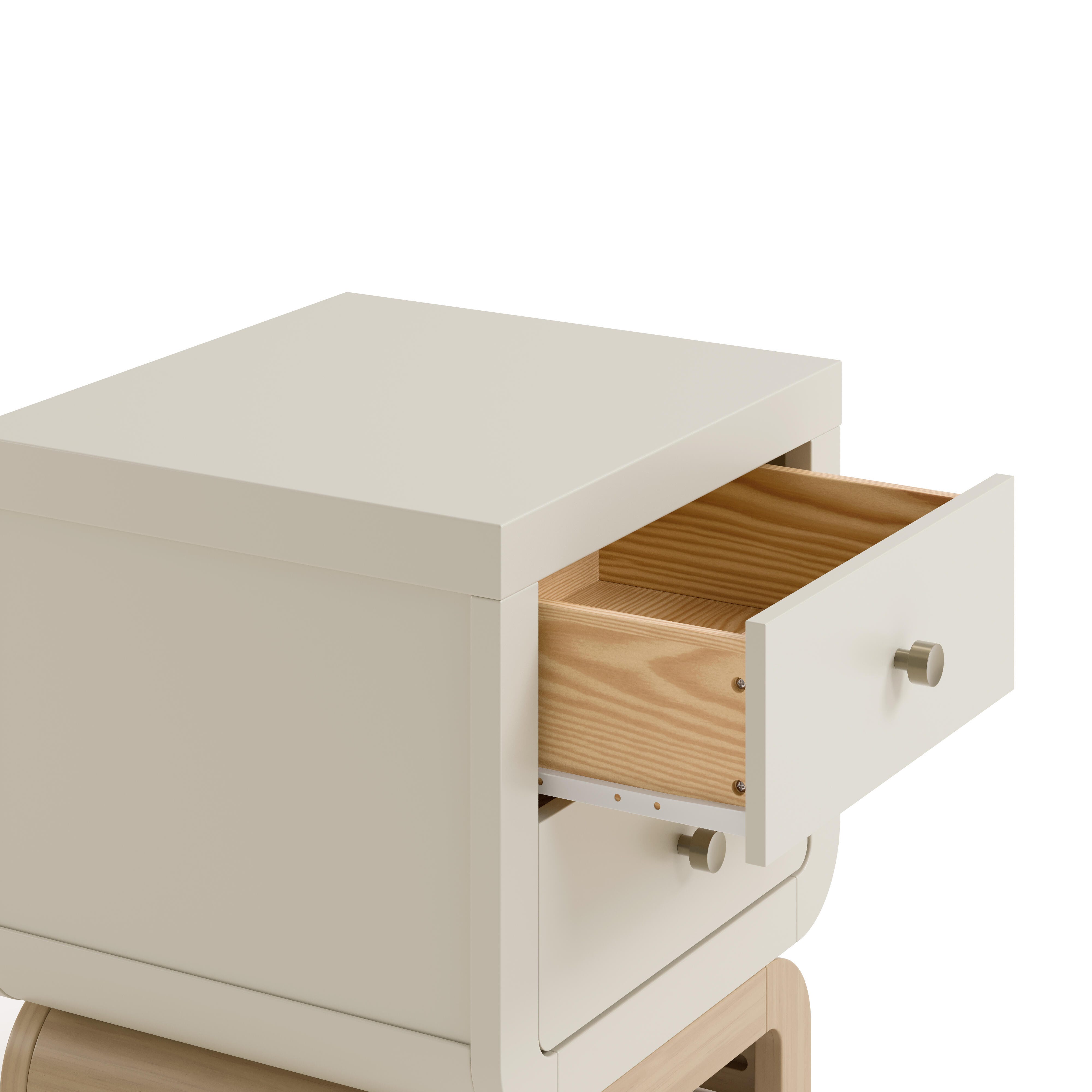 Storkcraft Santorini 20" 2 Drawer Nightstand, Frosted Oat/Driftwood, large
