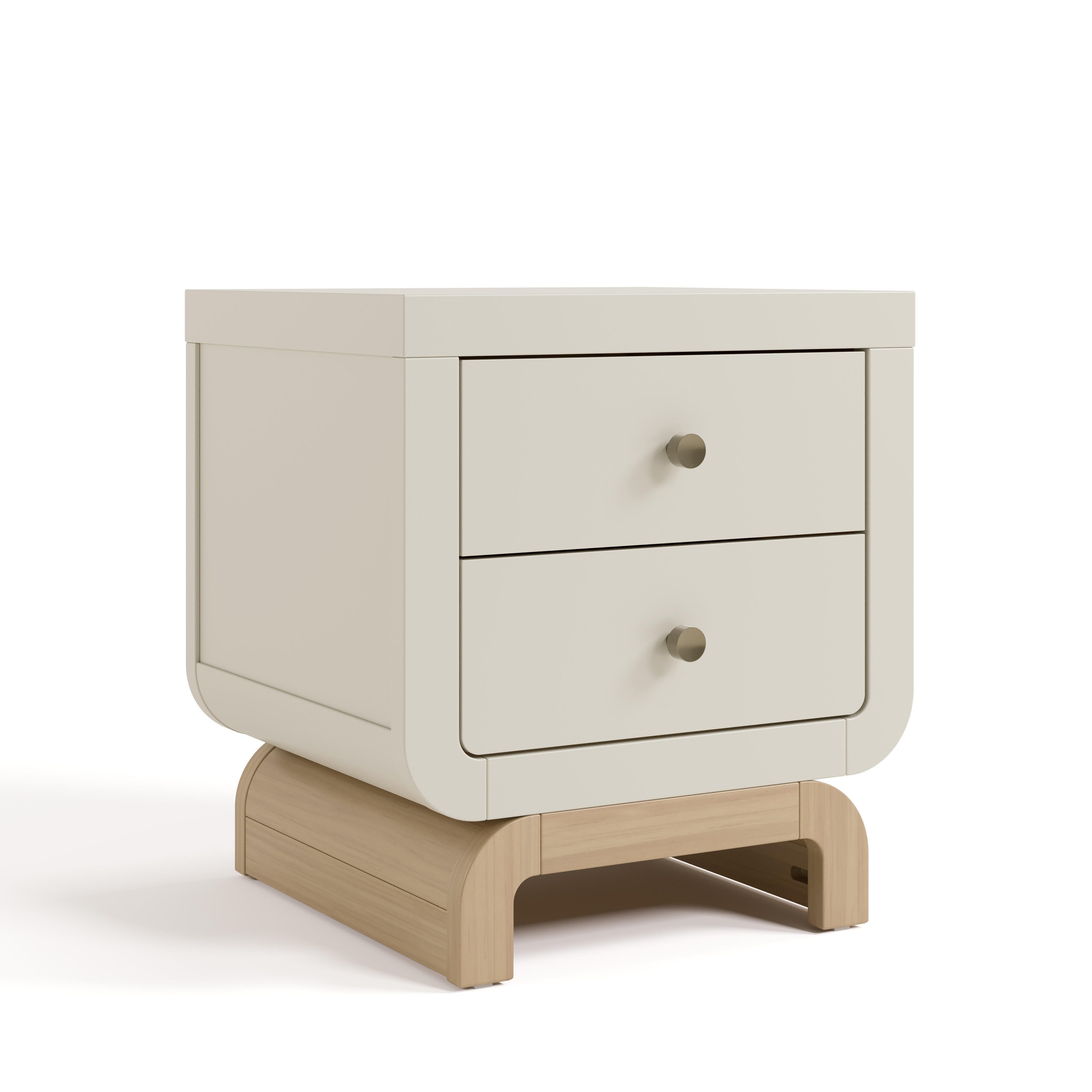 Storkcraft Santorini 20" 2 Drawer Nightstand, Frosted Oat/Driftwood, large