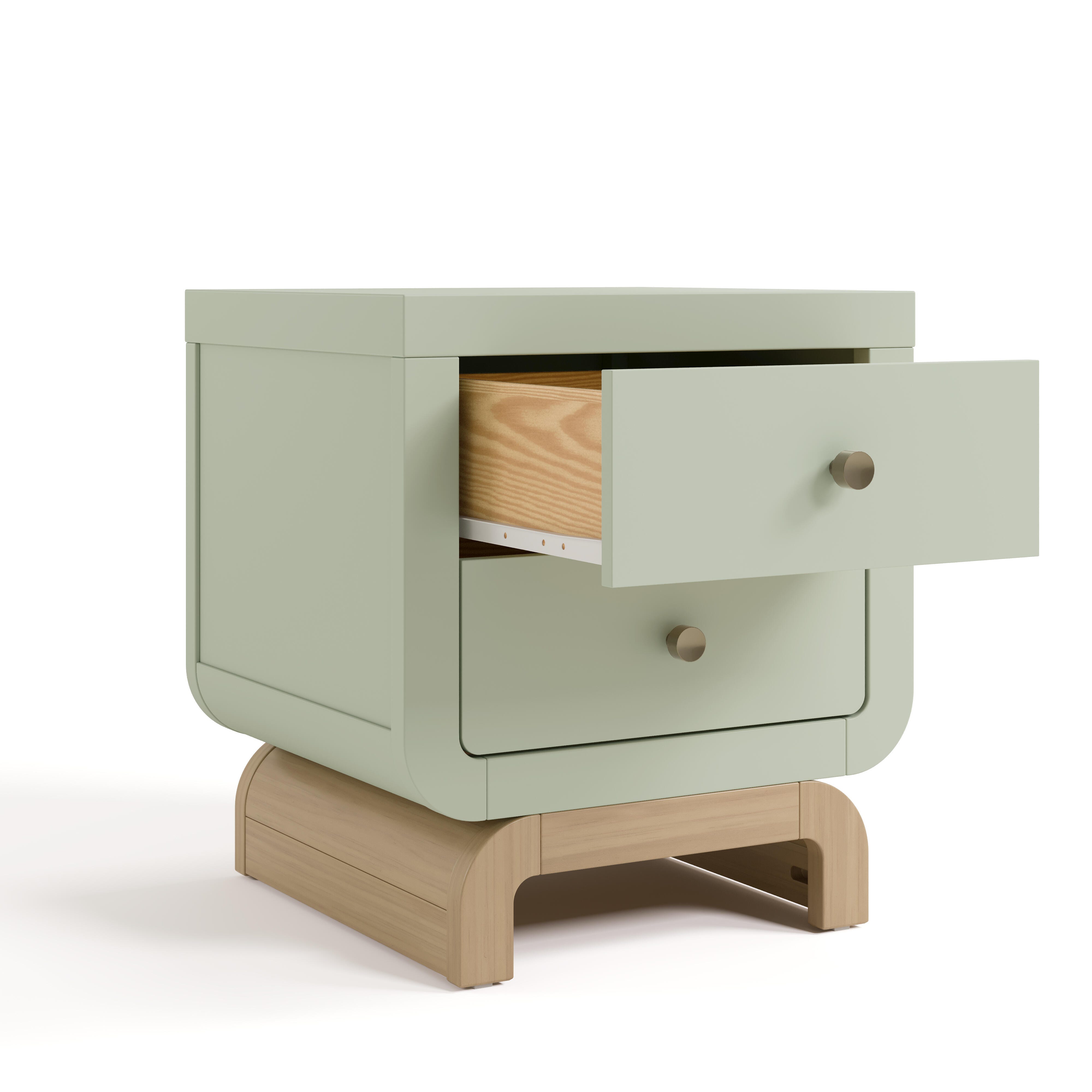 Storkcraft Santorini 20" 2 Drawer Nightstand, Sage/Driftwood, large