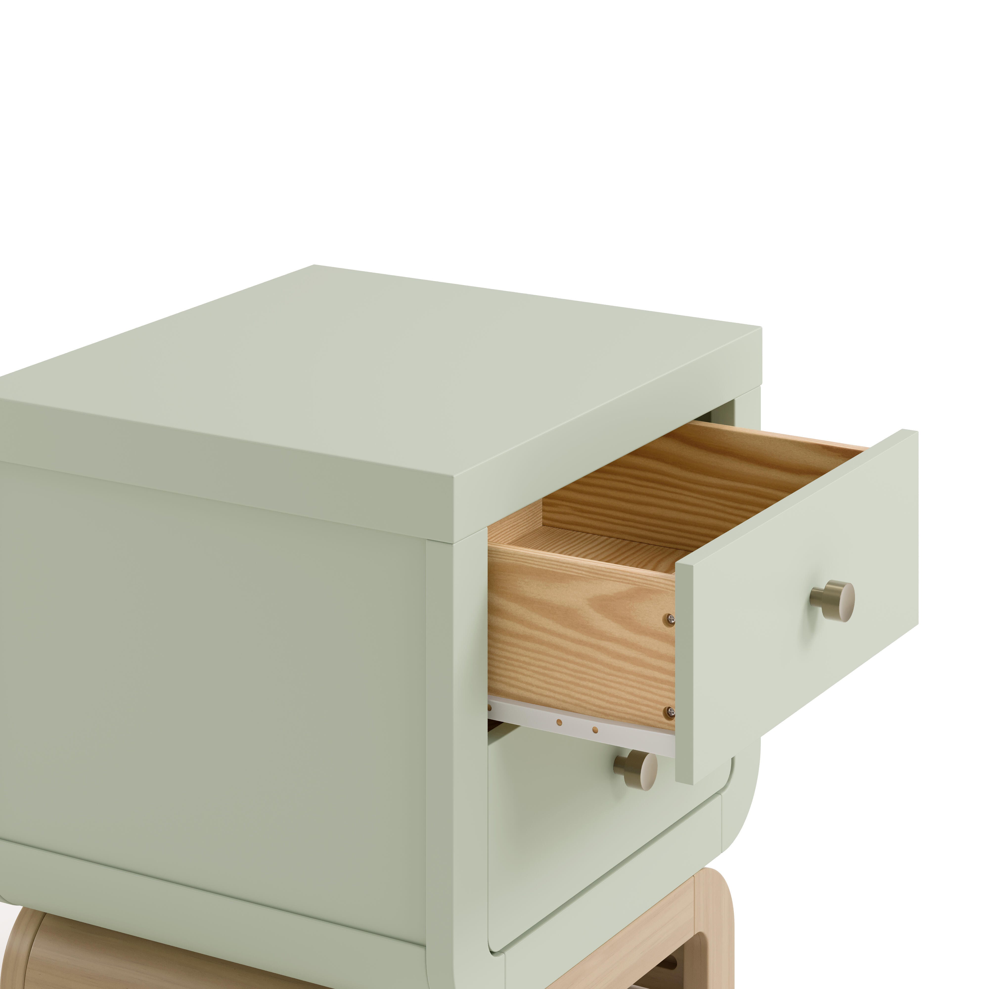 Storkcraft Santorini 20" 2 Drawer Nightstand, Sage/Driftwood, large