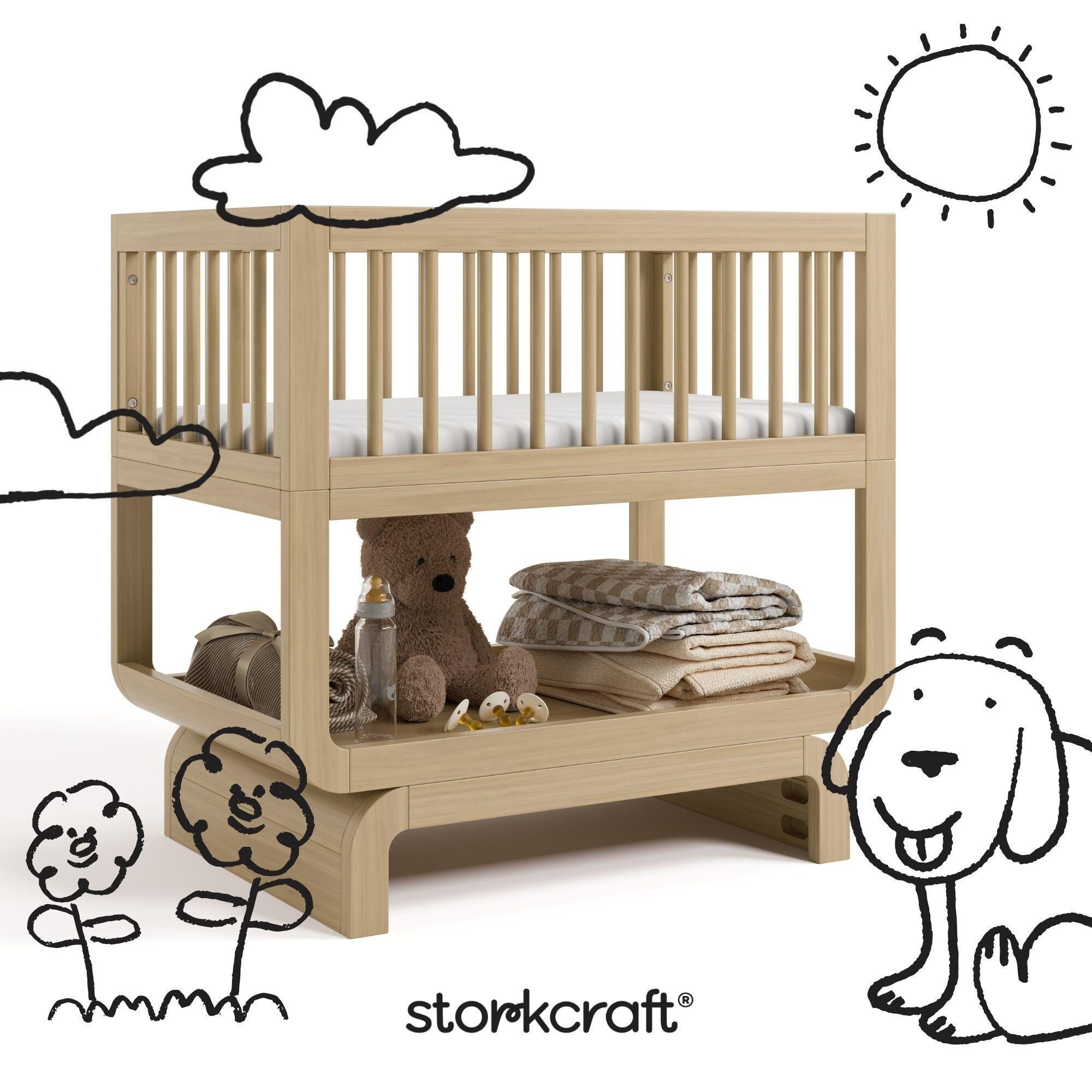 Storkcraft Santorini 3-in-1 Convertible Bassinet, Driftwood, large