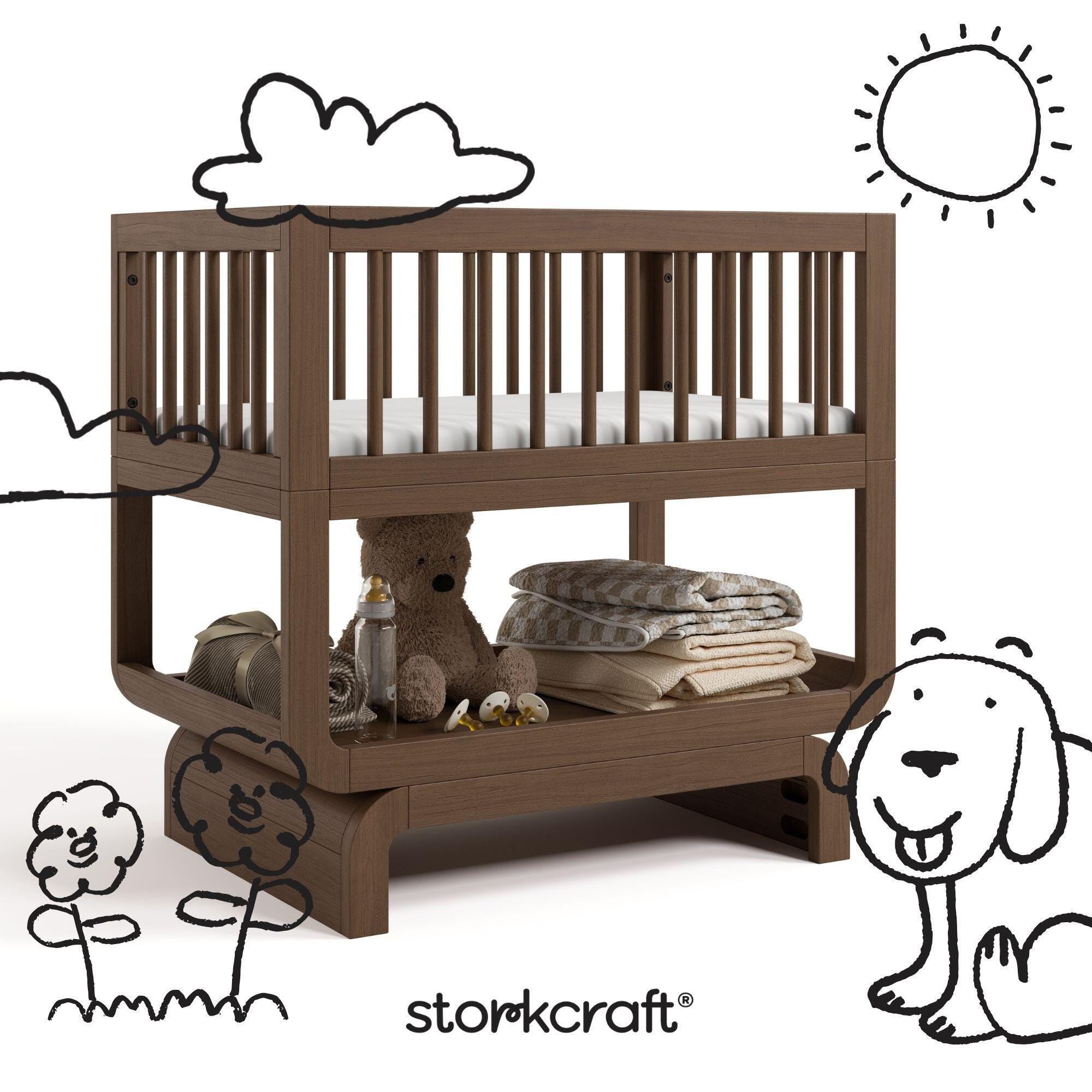 Storkcraft Santorini 3-in-1 Convertible Bassinet, Hazelnut, large
