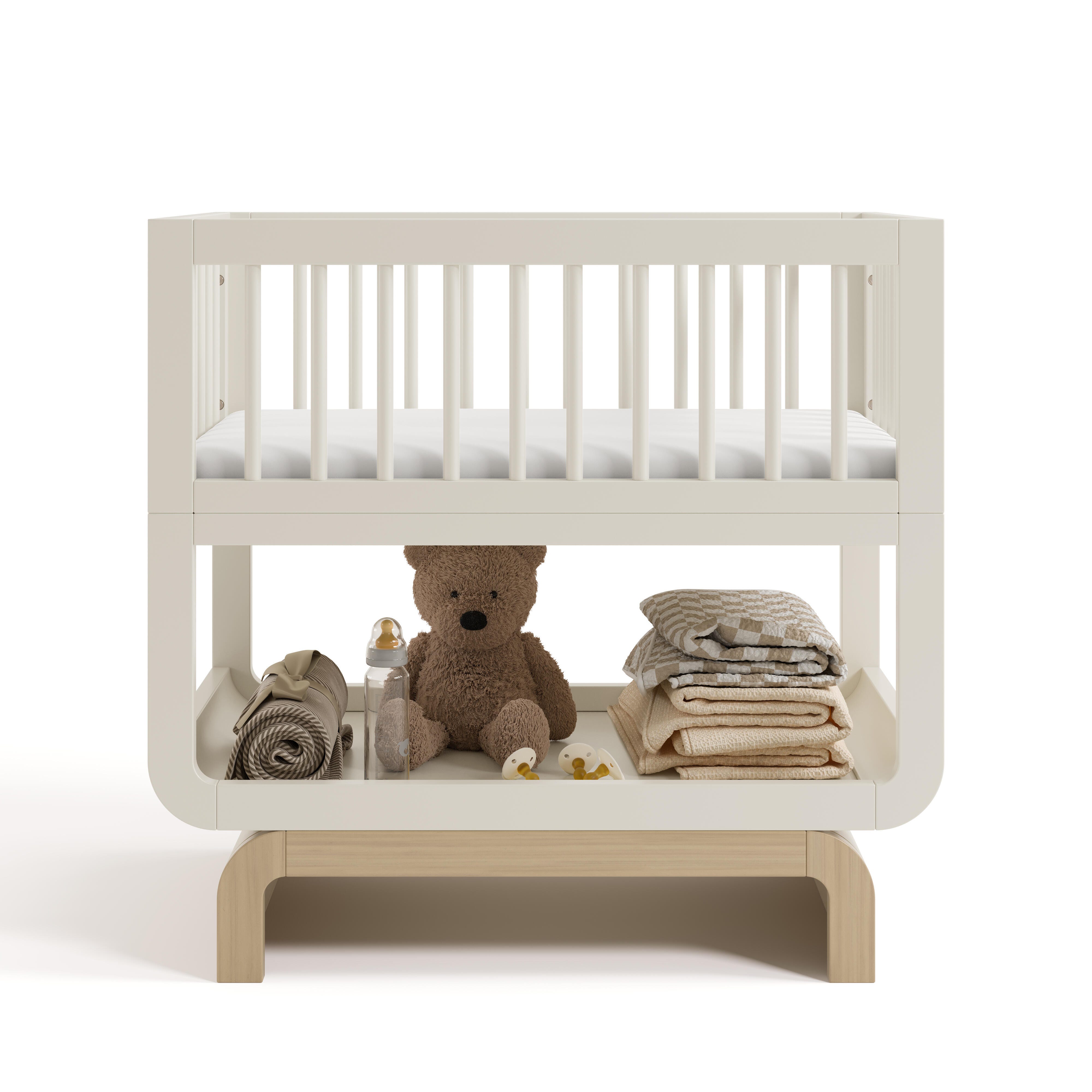Storkcraft Santorini 3-in-1 Convertible Bassinet, Frosted Oat/Driftwood, large
