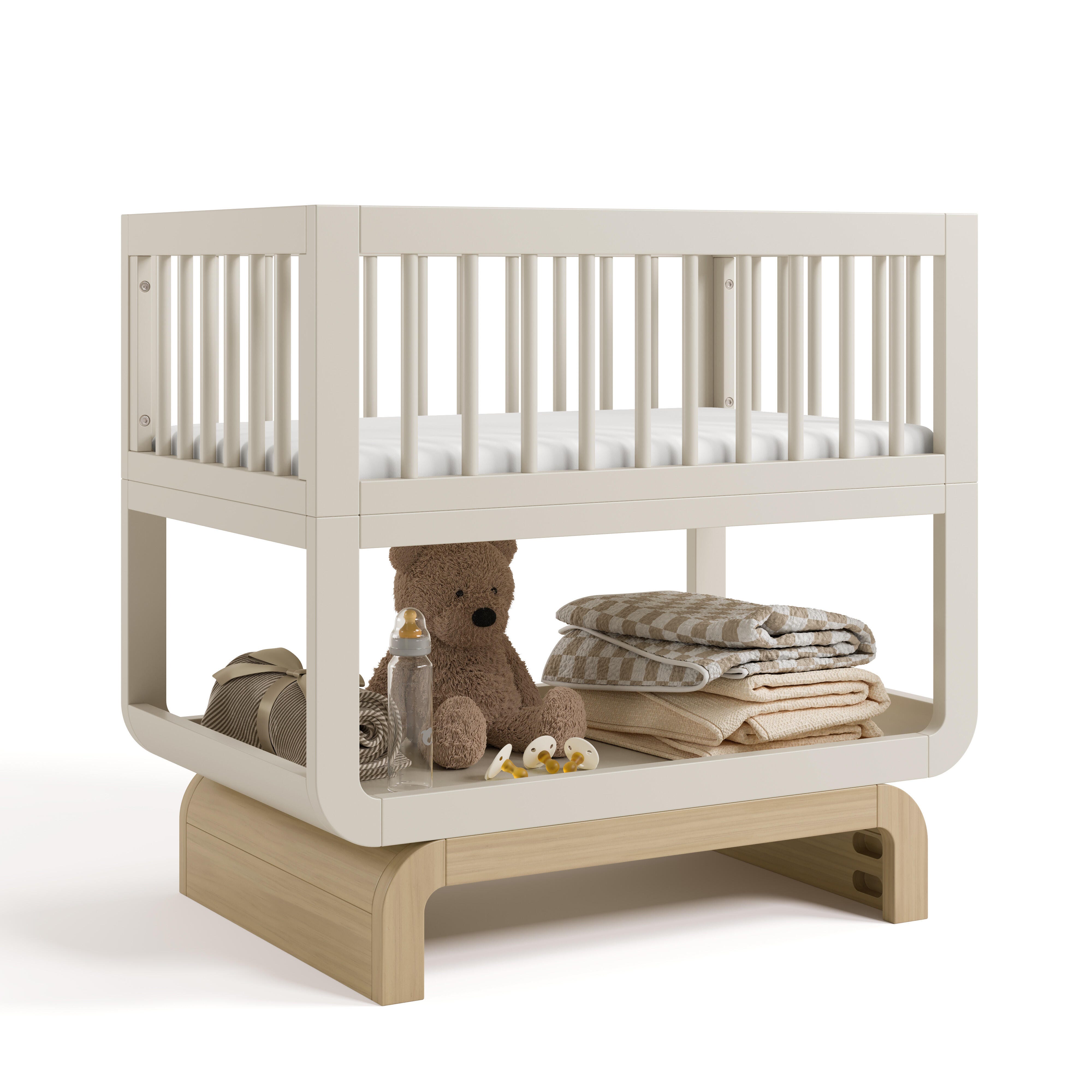 Storkcraft Santorini 3-in-1 Convertible Bassinet, Frosted Oat/Driftwood, large