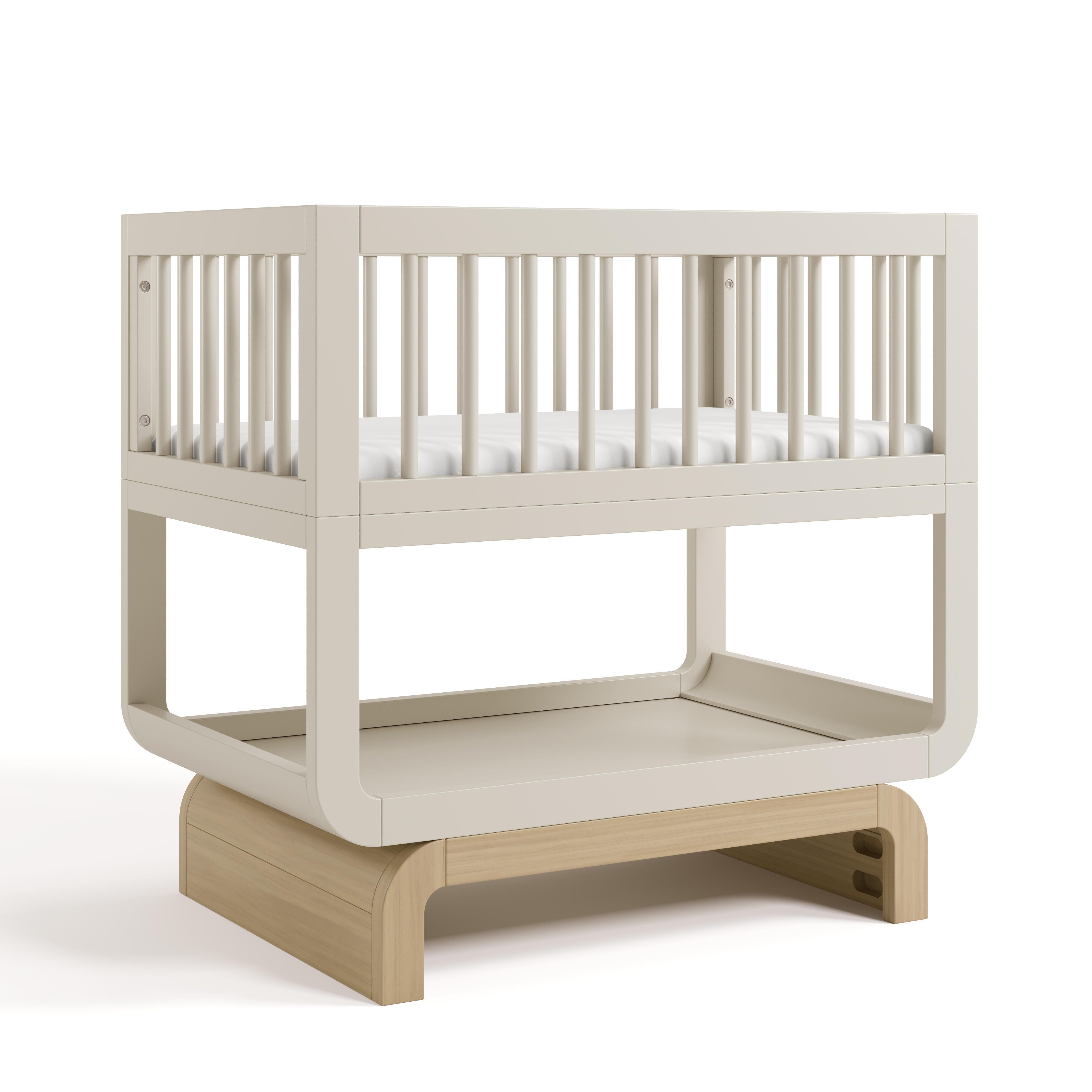 Storkcraft Santorini 3-in-1 Convertible Bassinet, Frosted Oat/Driftwood, large