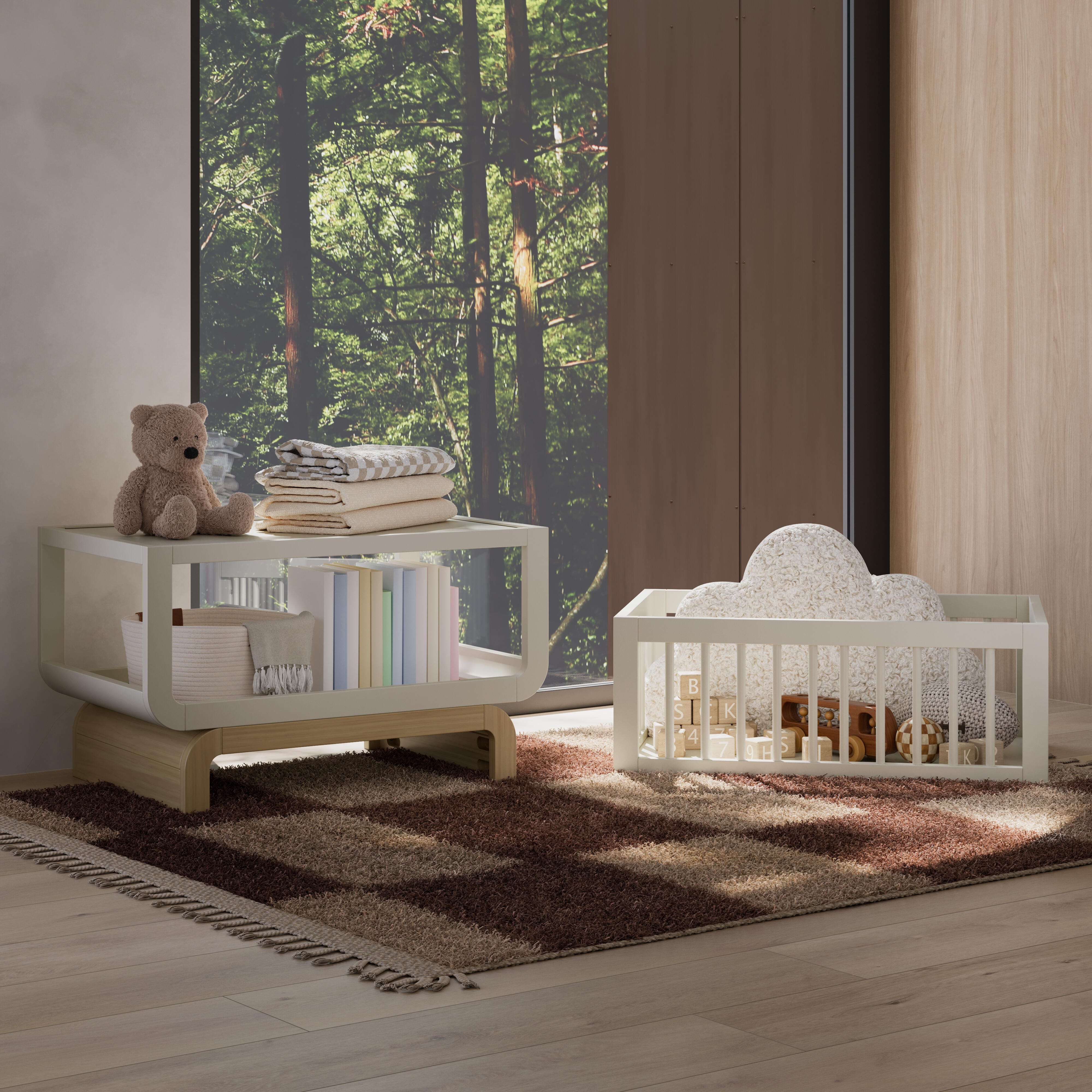 Storkcraft Santorini 3-in-1 Convertible Bassinet, Frosted Oat/Driftwood, large