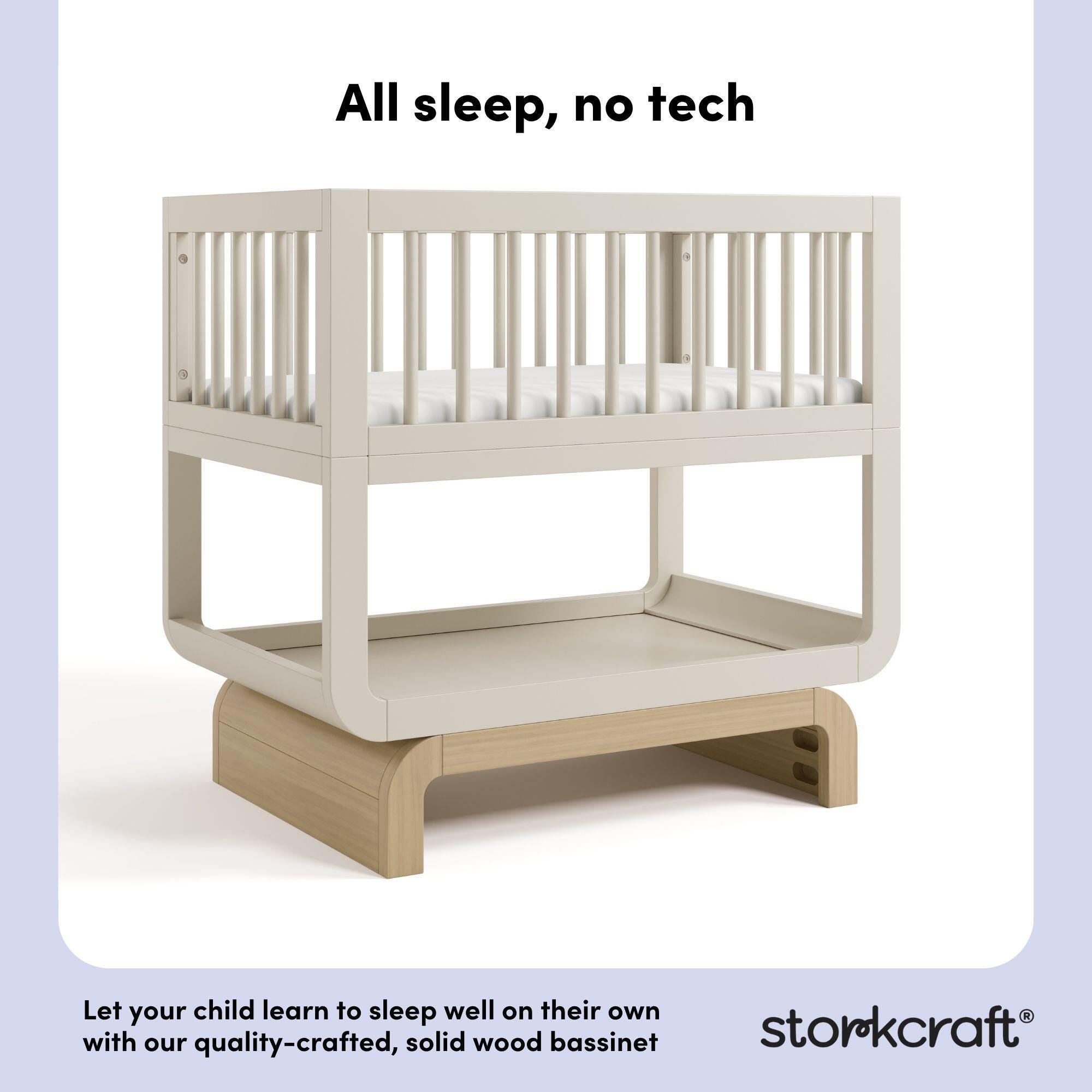 Storkcraft Santorini 3-in-1 Convertible Bassinet, Frosted Oat/Driftwood, large