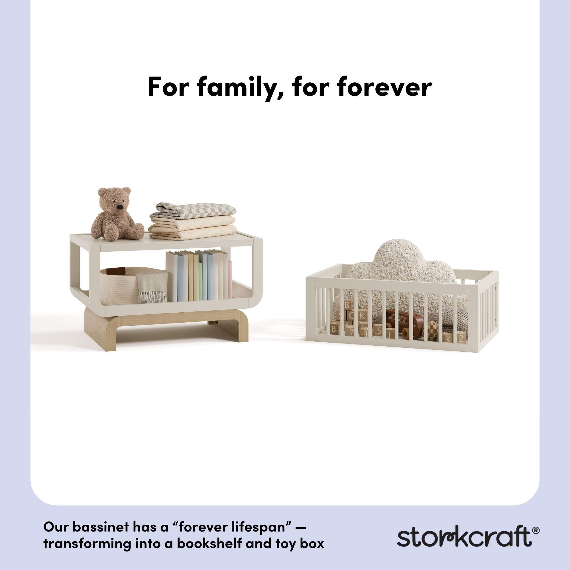Storkcraft Santorini 3-in-1 Convertible Bassinet, Frosted Oat/Driftwood, large