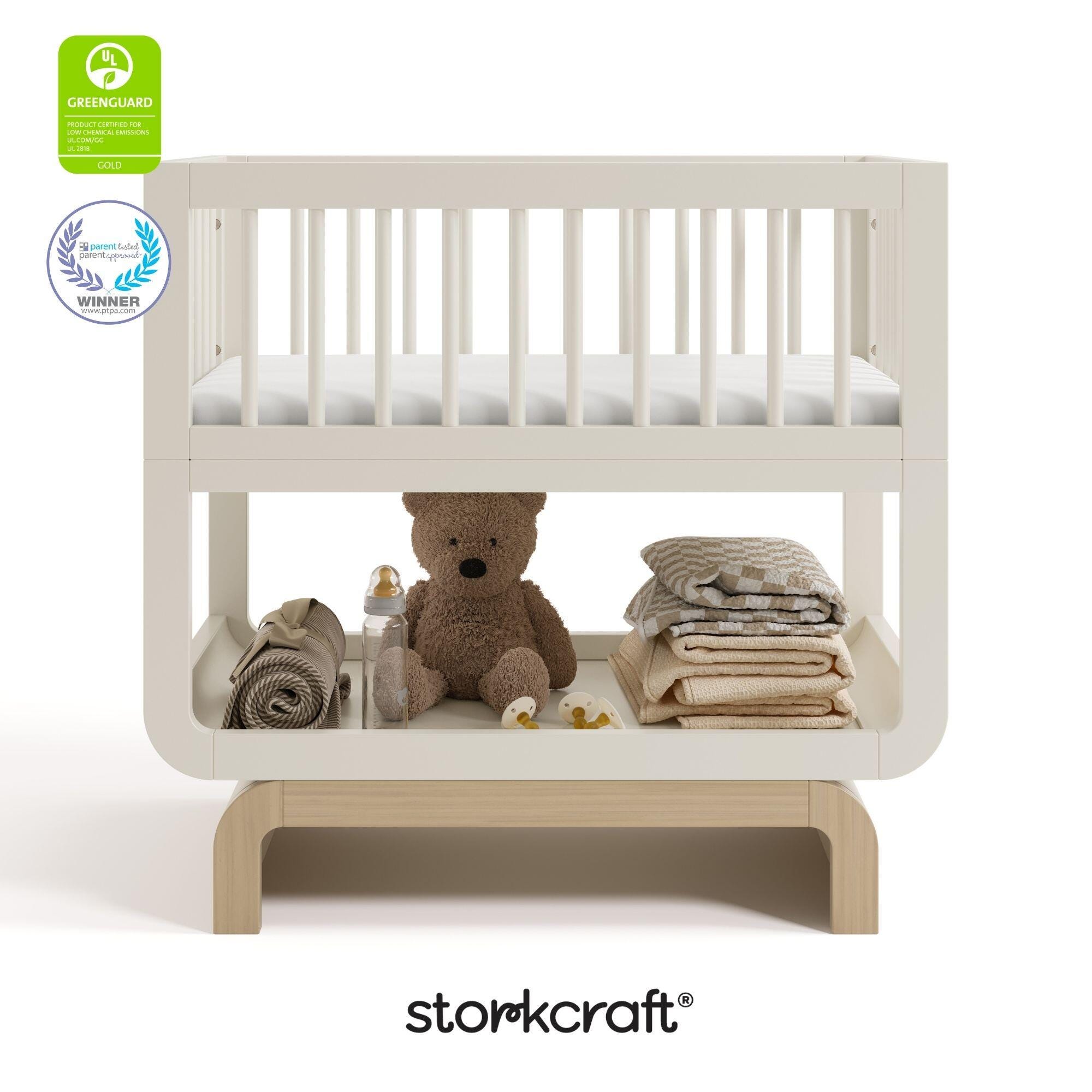 Storkcraft Santorini 3-in-1 Convertible Bassinet, Frosted Oat/Driftwood, large
