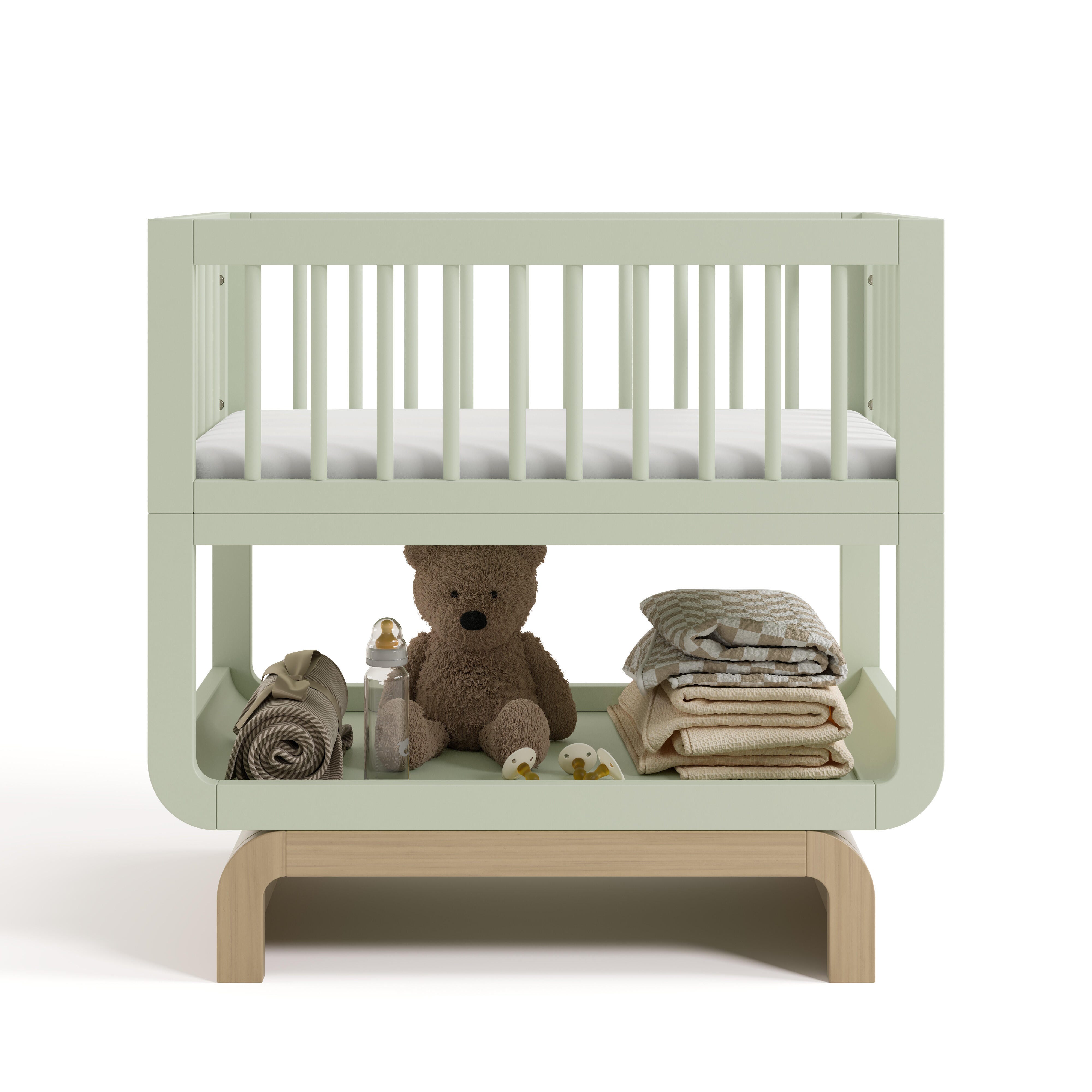 Storkcraft Santorini 3-in-1 Convertible Bassinet, Sage/Driftwood, large