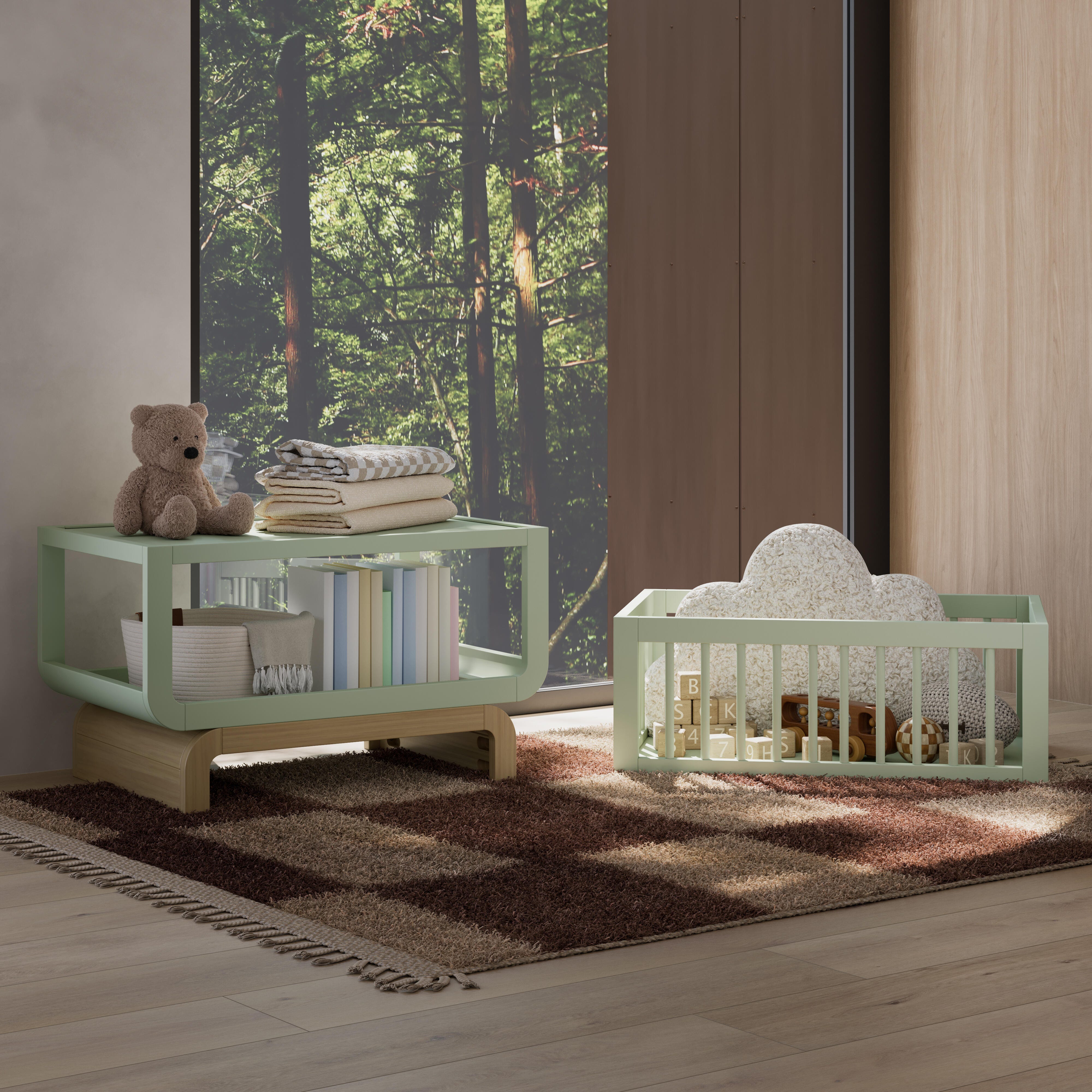 Storkcraft Santorini 3-in-1 Convertible Bassinet, Sage/Driftwood, large