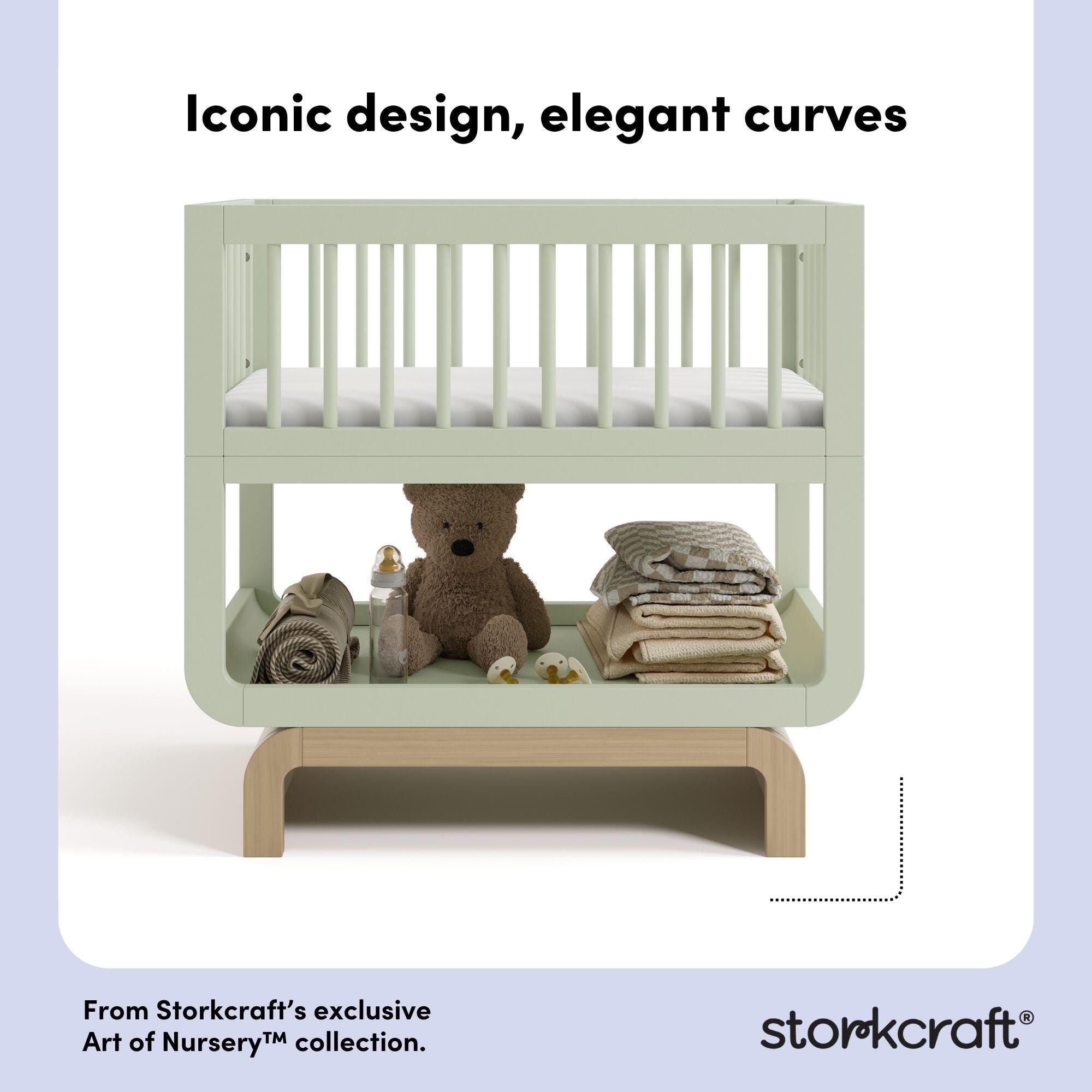 Storkcraft Santorini 3-in-1 Convertible Bassinet, Sage/Driftwood, large