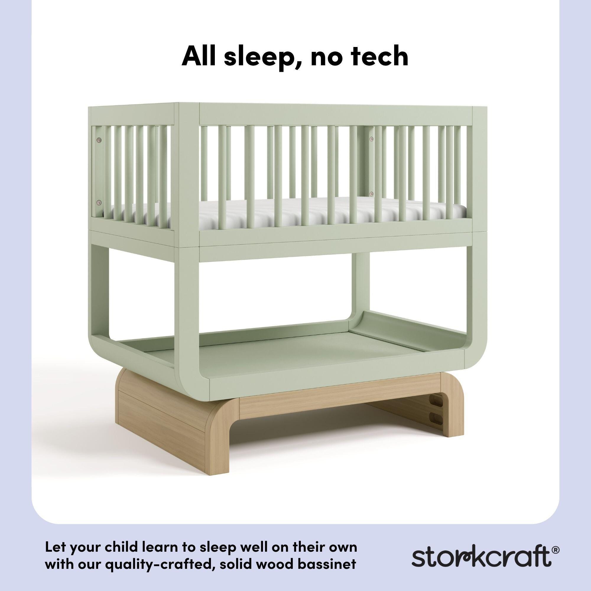 Storkcraft Santorini 3-in-1 Convertible Bassinet, Sage/Driftwood, large