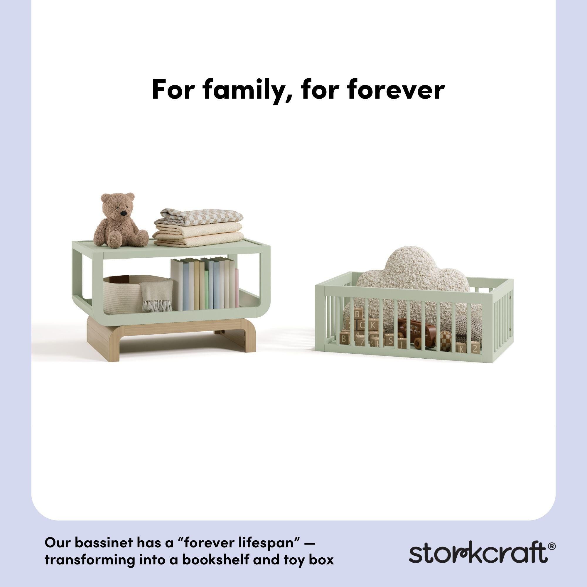 Storkcraft Santorini 3-in-1 Convertible Bassinet, Sage/Driftwood, large