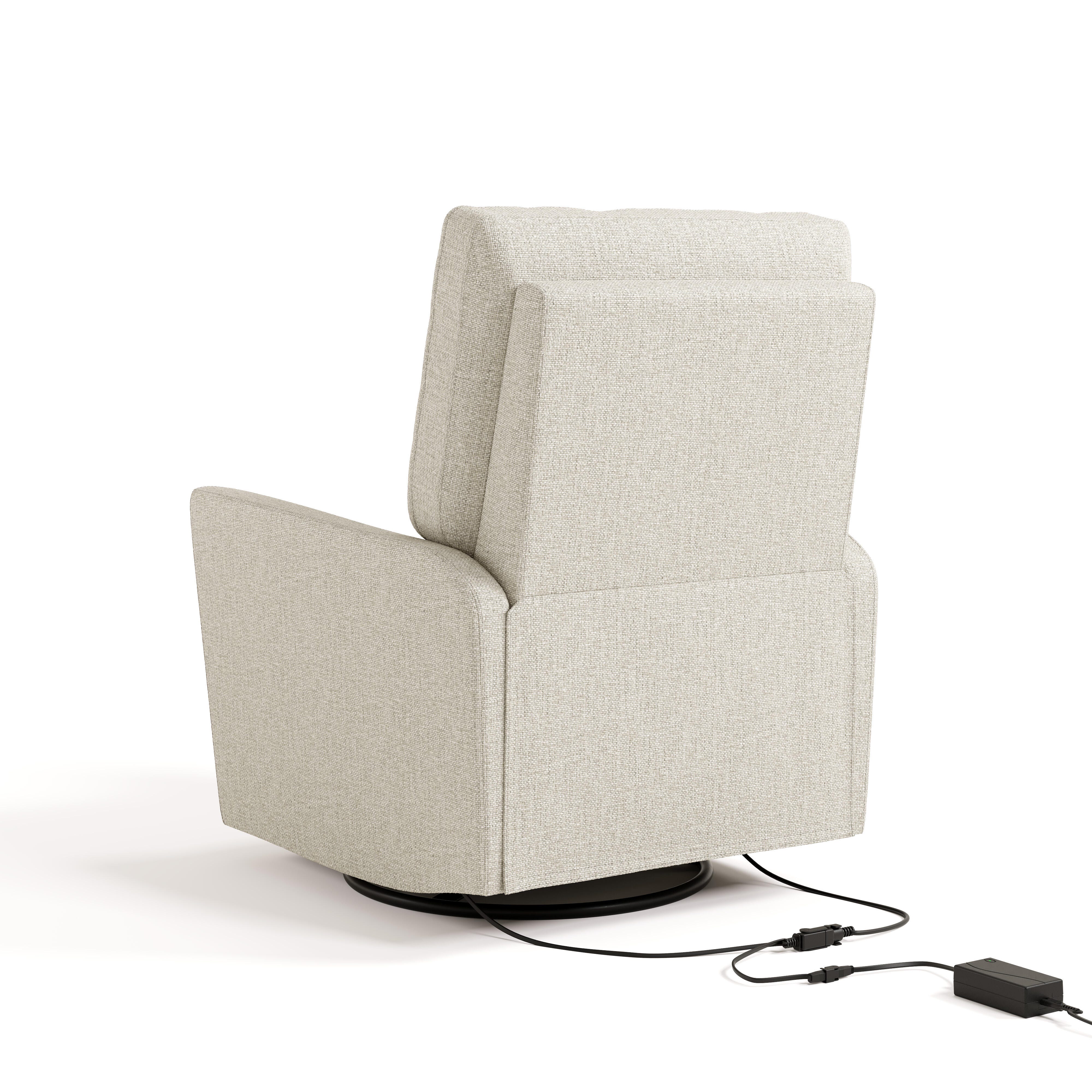 Storkcraft Santorini Deluxe Power Swivel Glider Recliner, Dune Basketweave, large