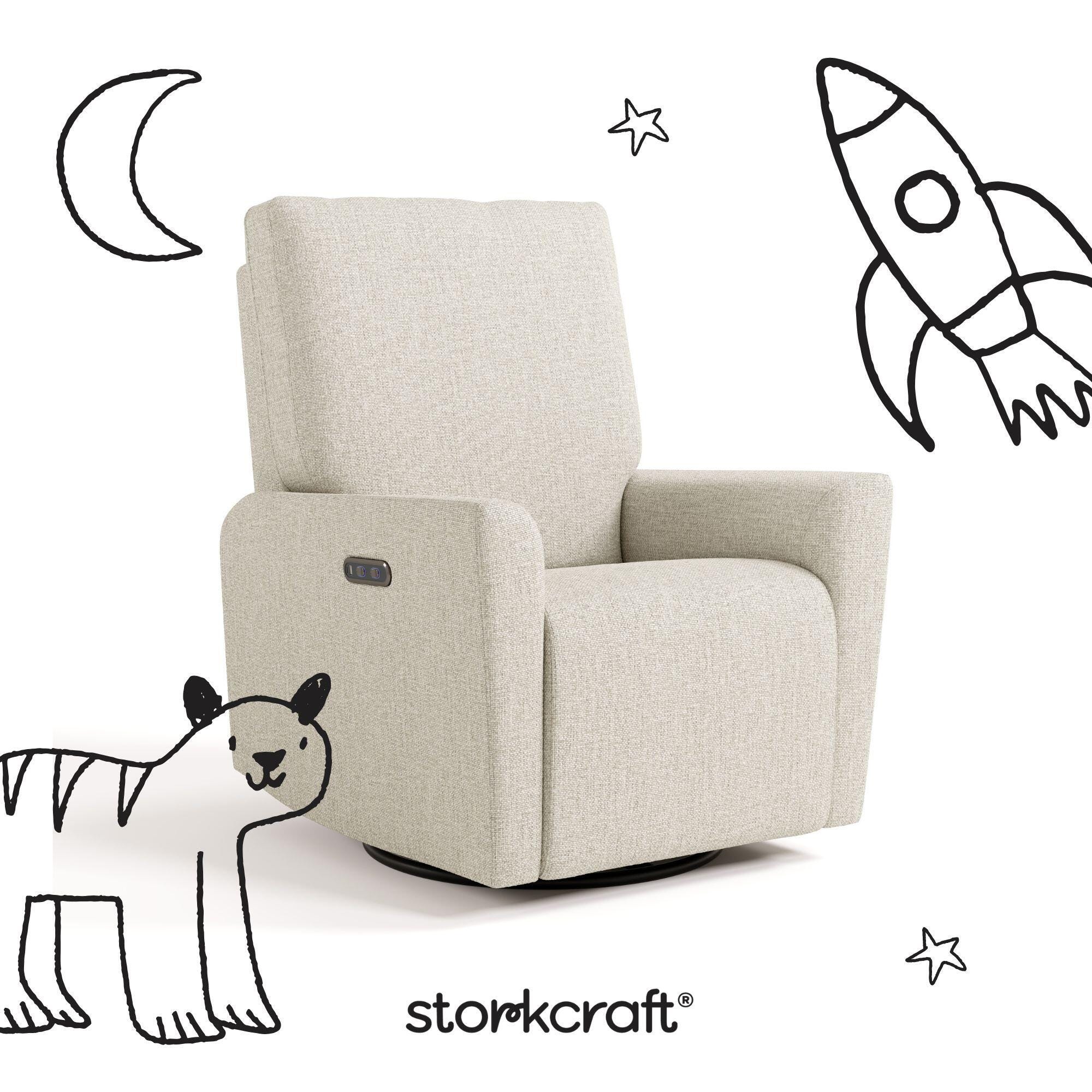 Storkcraft Santorini Deluxe Power Swivel Glider Recliner, Dune Basketweave, large