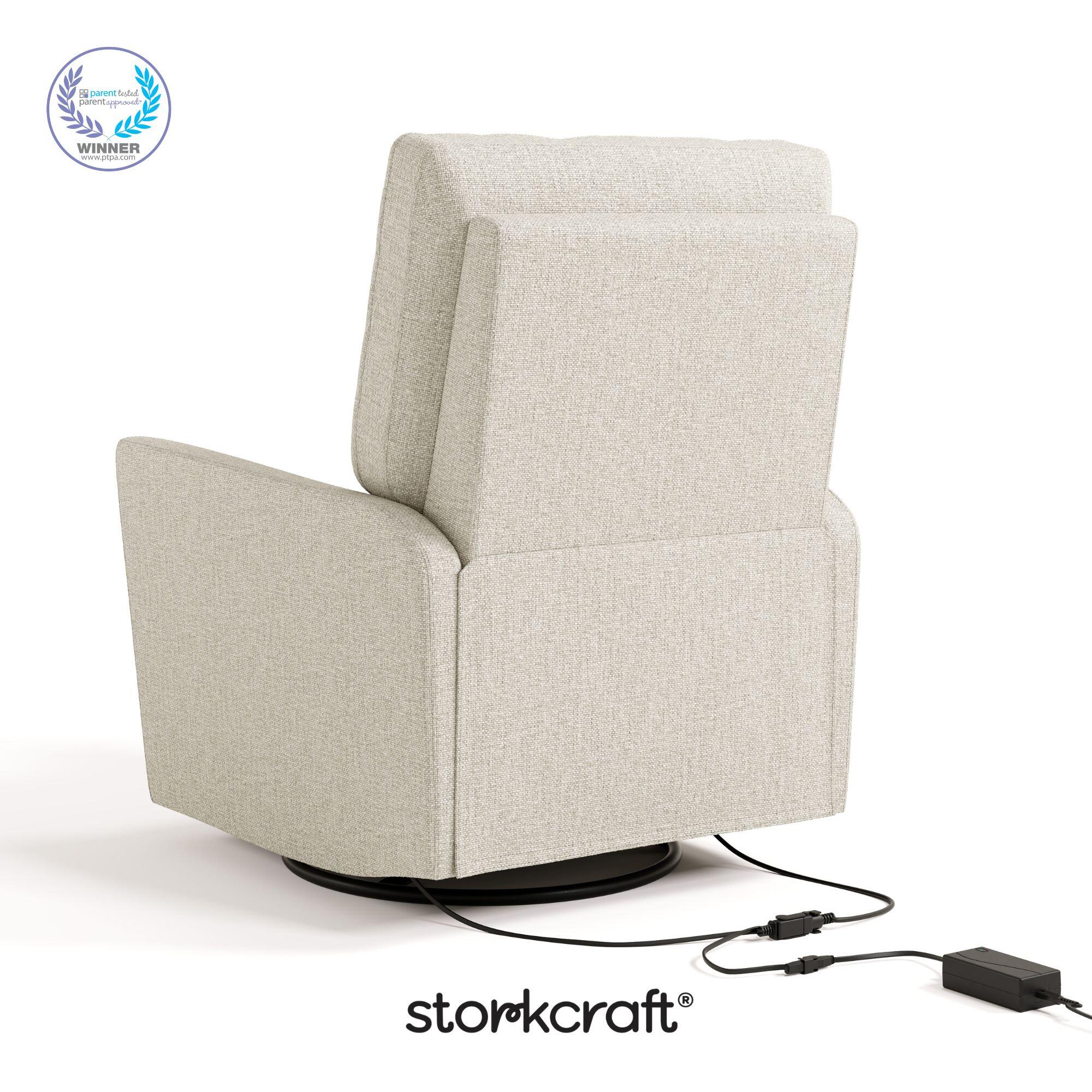 Storkcraft Santorini Deluxe Power Swivel Glider Recliner, Dune Basketweave, large