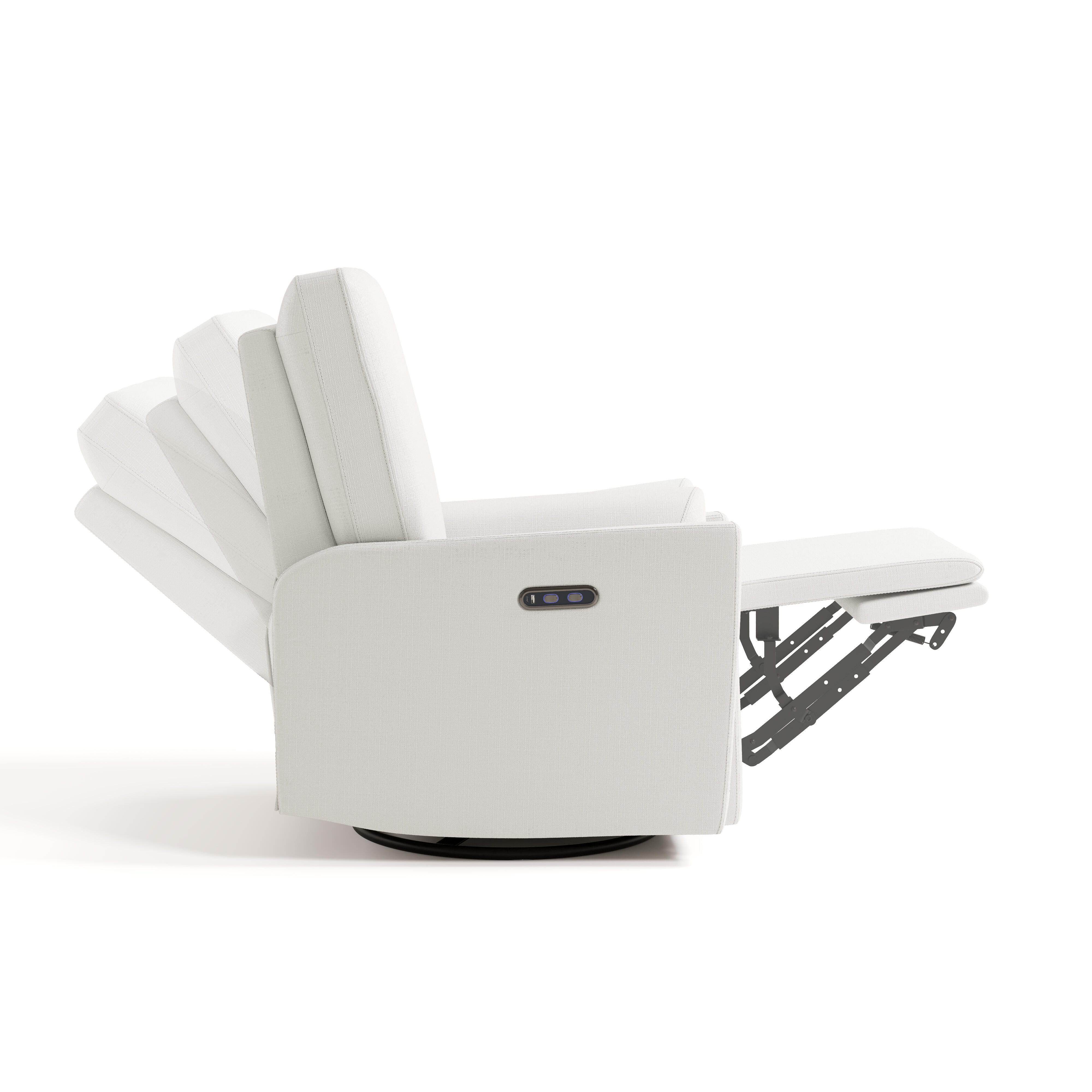 Storkcraft Santorini Deluxe Power Swivel Glider Recliner, Ivory Basketweave, large