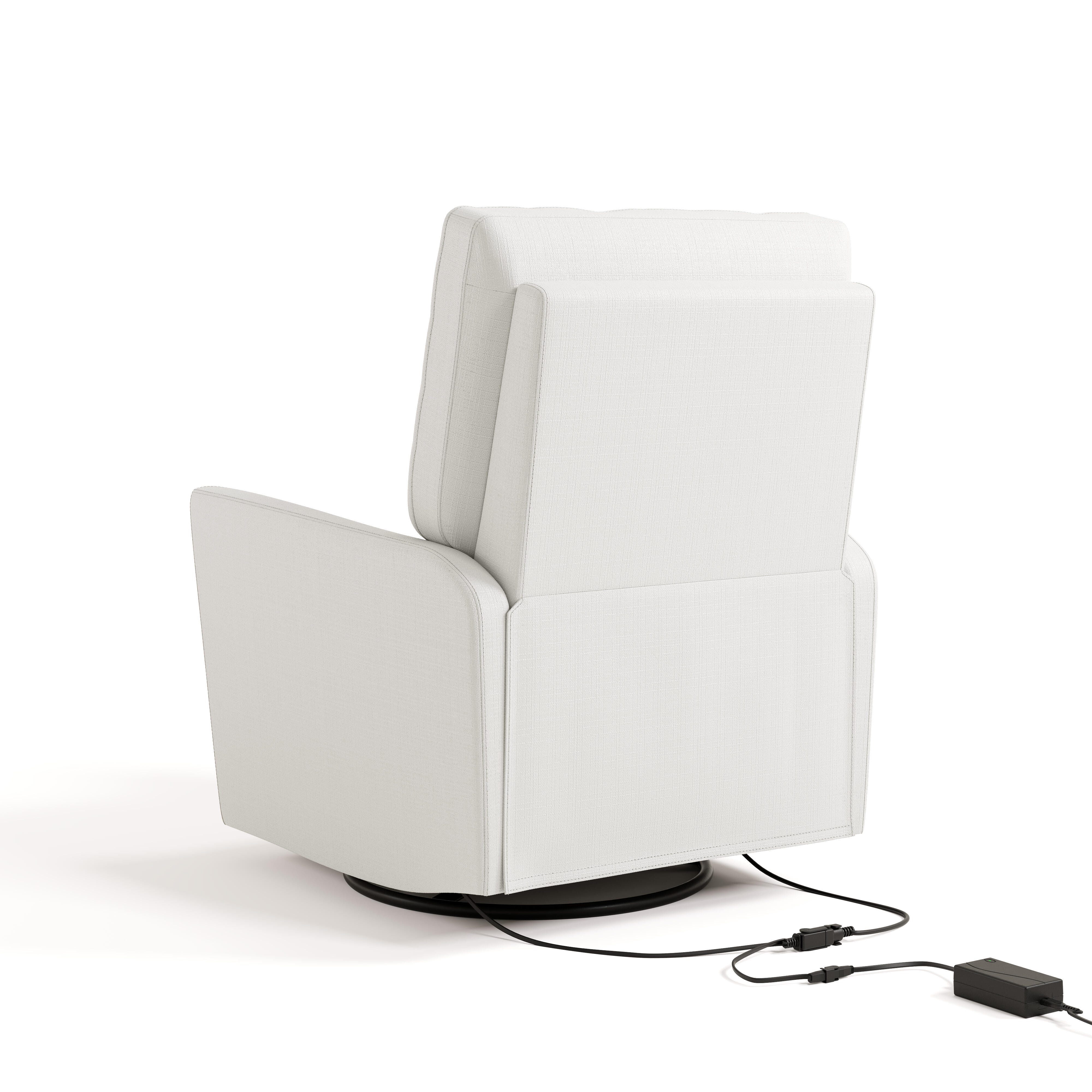 Storkcraft Santorini Deluxe Power Swivel Glider Recliner, Ivory Basketweave, large
