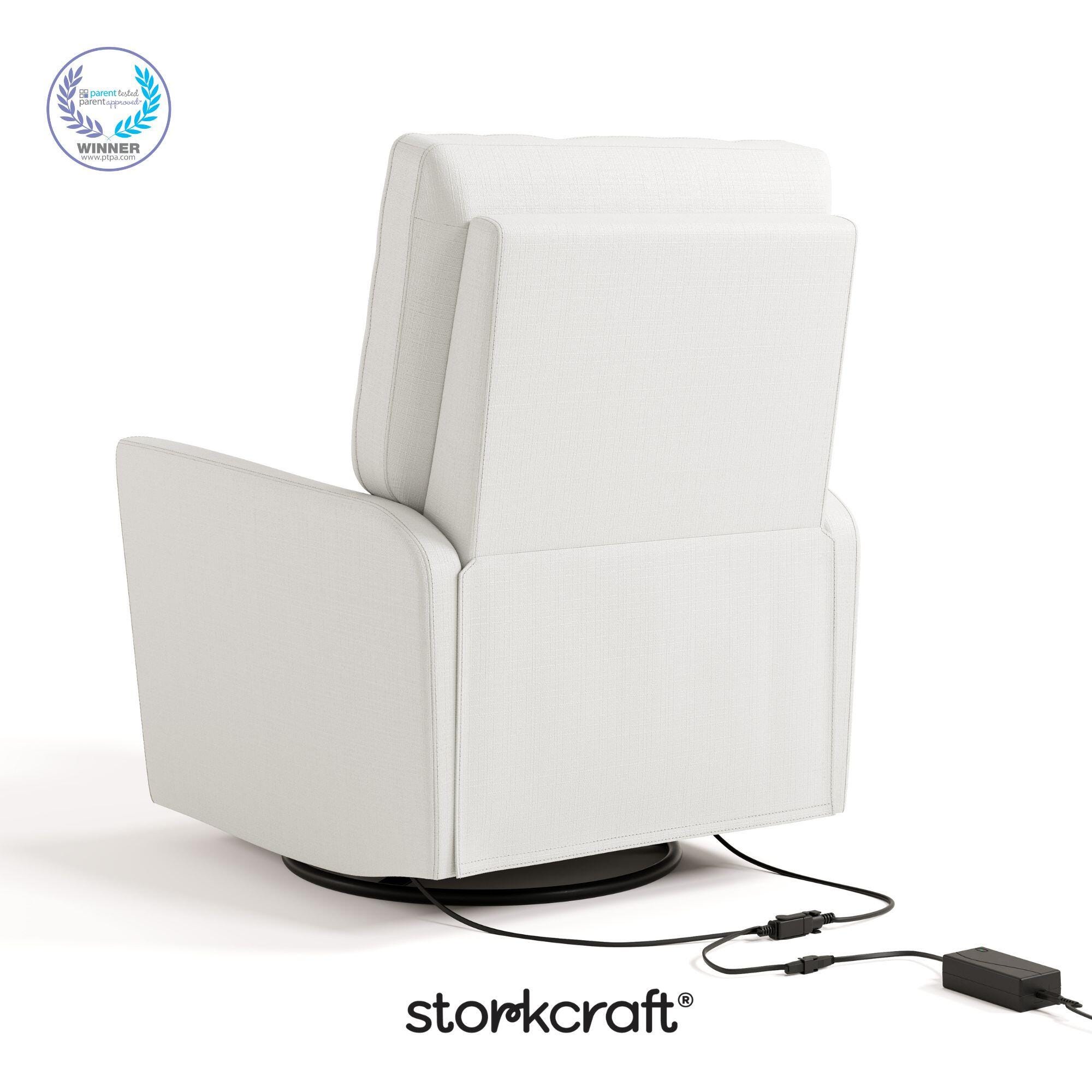 Storkcraft Santorini Deluxe Power Swivel Glider Recliner, Ivory Basketweave, large