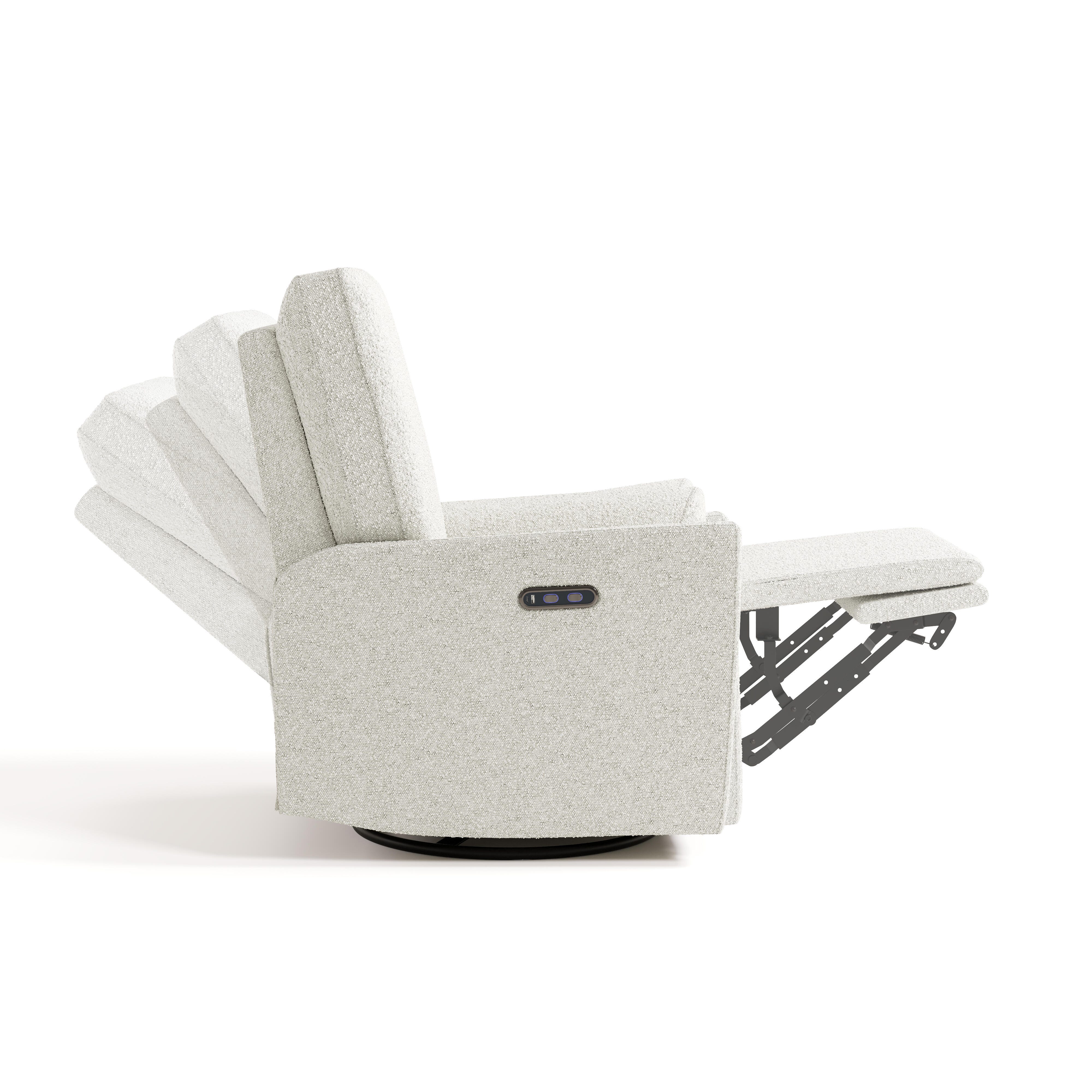 Storkcraft Santorini Deluxe Power Swivel Glider Recliner, Ivory, large