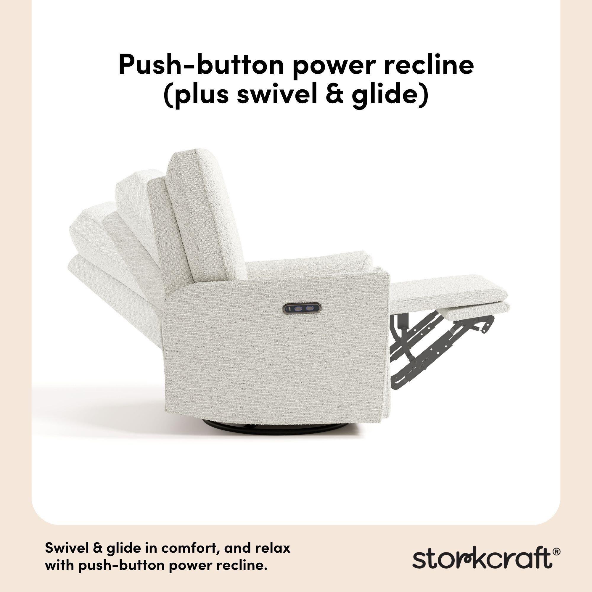 Storkcraft Santorini Deluxe Power Swivel Glider Recliner, Ivory, large