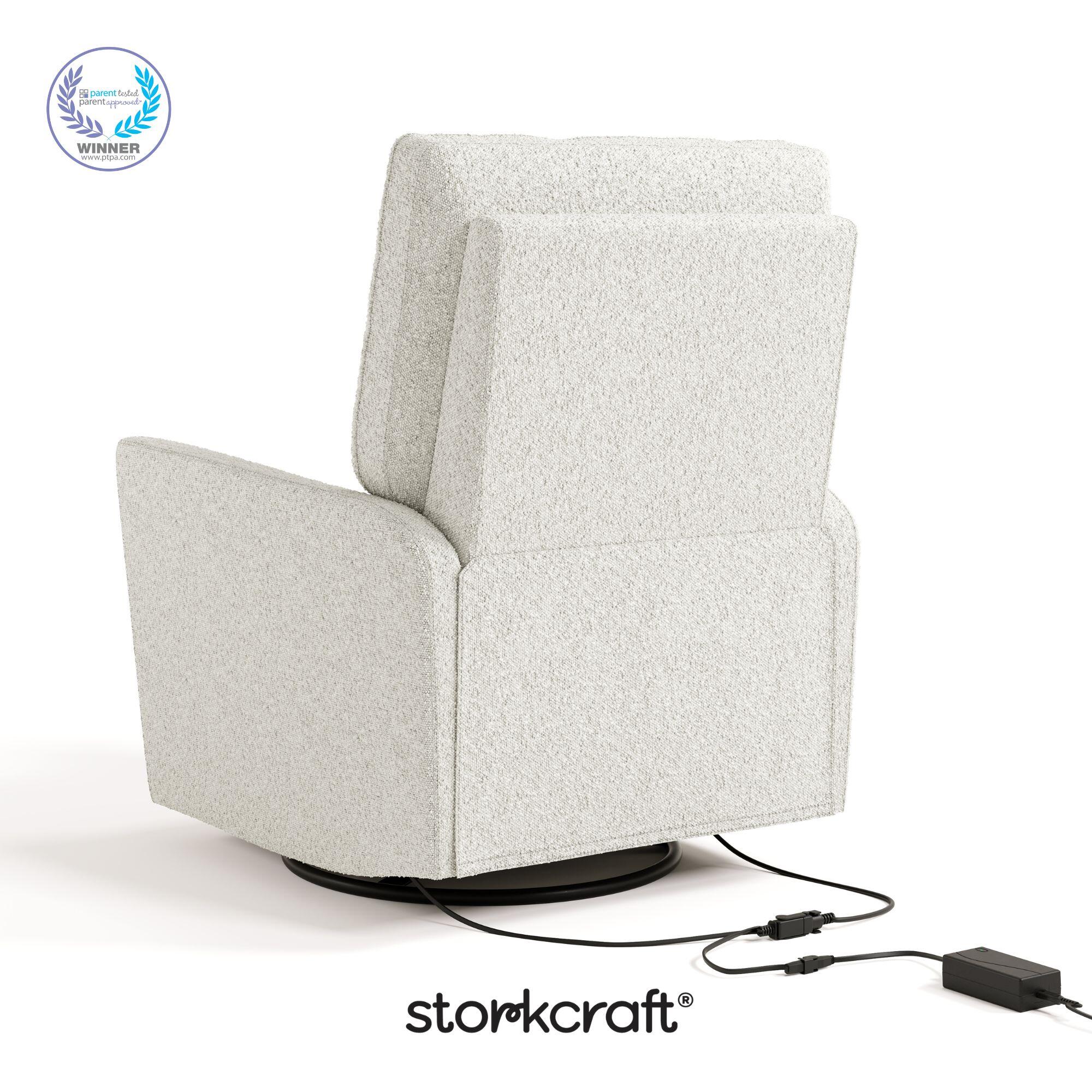 Storkcraft Santorini Deluxe Power Swivel Glider Recliner, Ivory, large