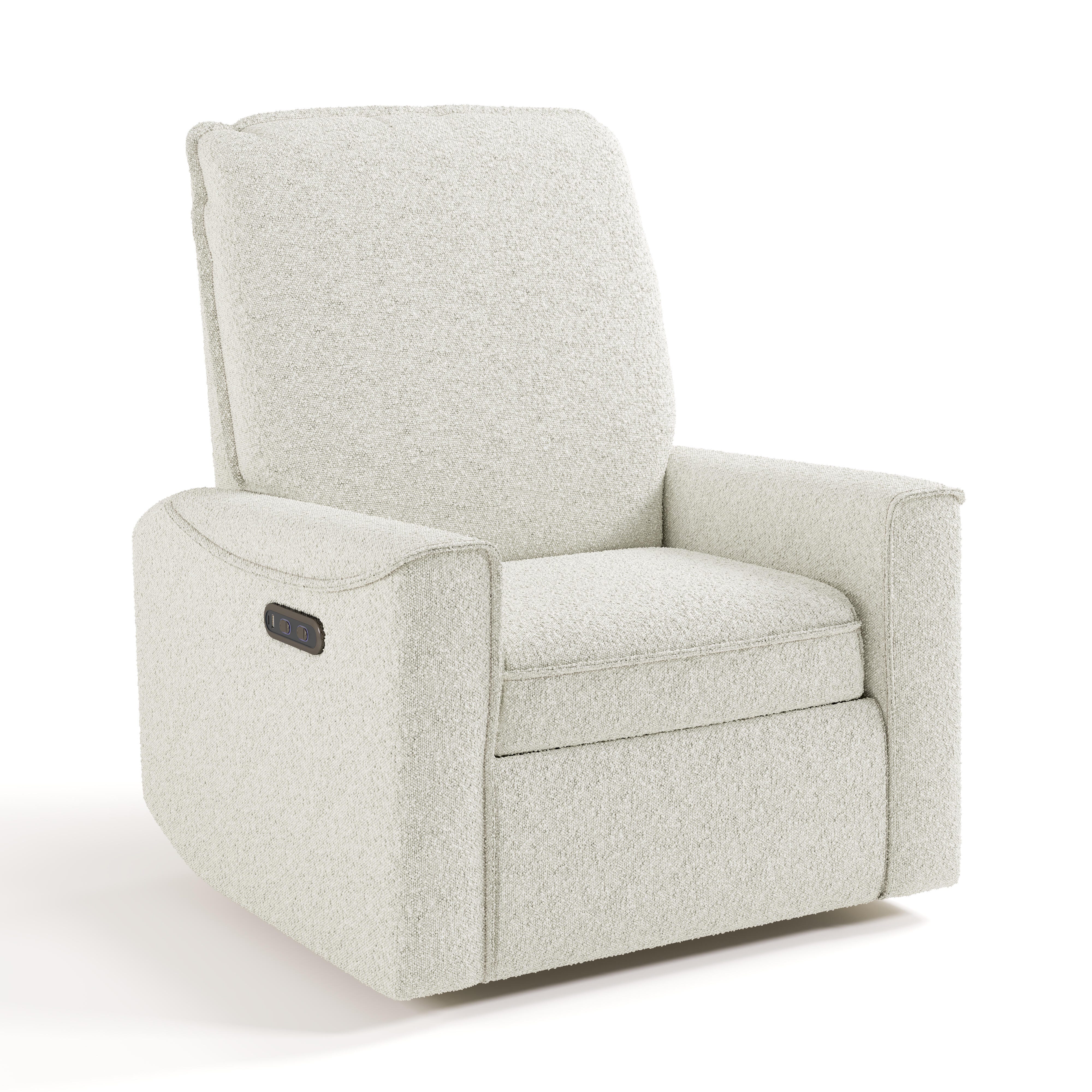 Storkcraft Santos Deluxe Power Swivel Glider Recliner, Ivory, large