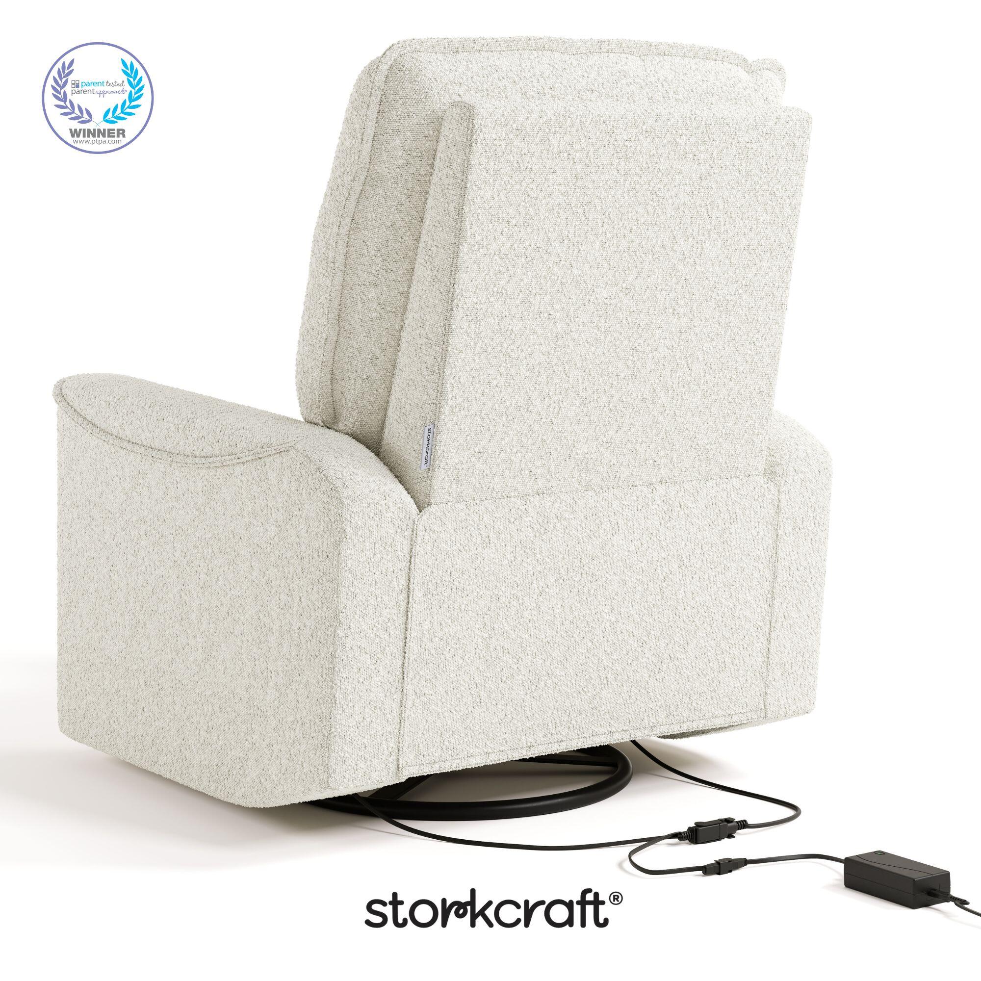 Storkcraft Santos Deluxe Power Swivel Glider Recliner, Ivory, large