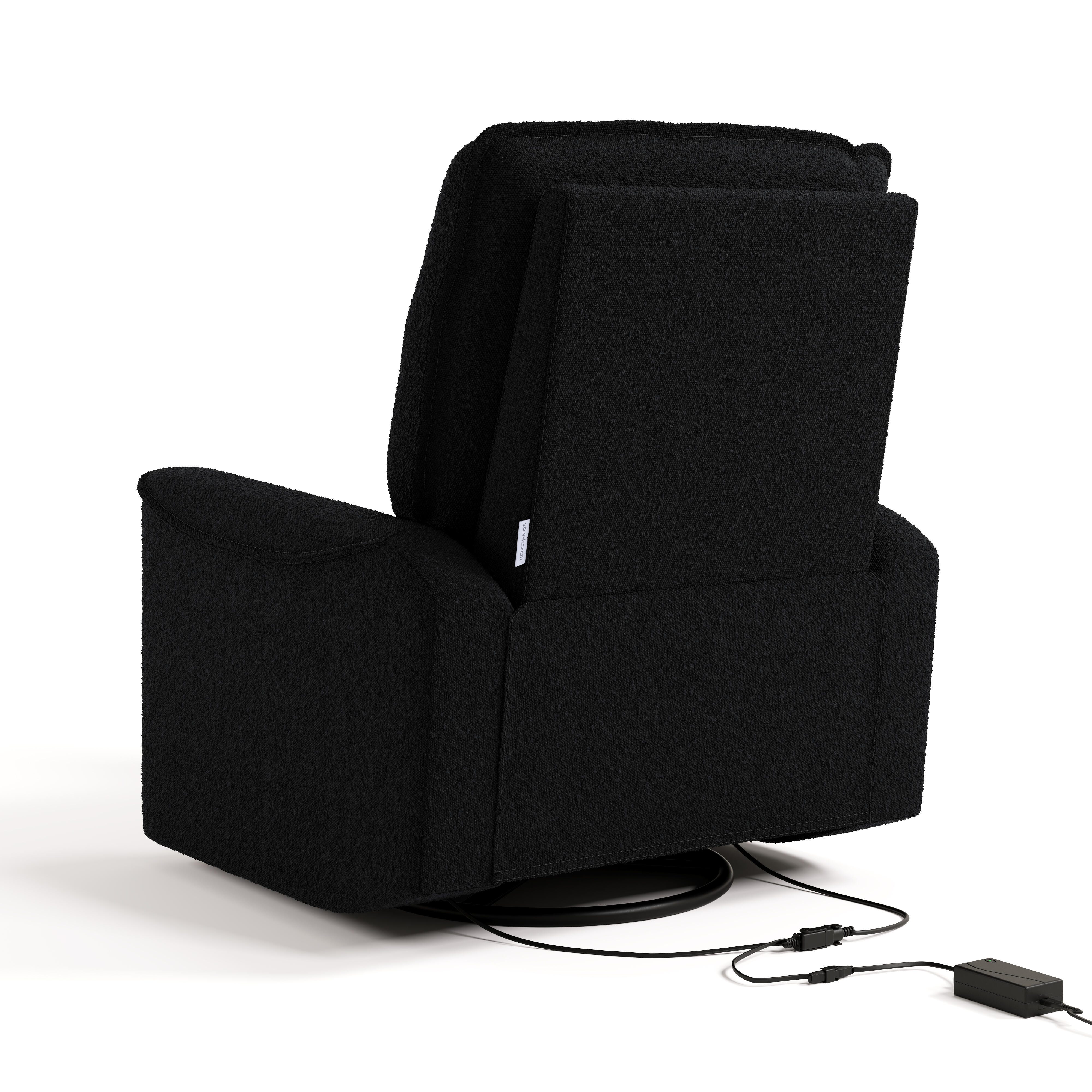 Storkcraft Santos Deluxe Power Swivel Glider Recliner, Black, large