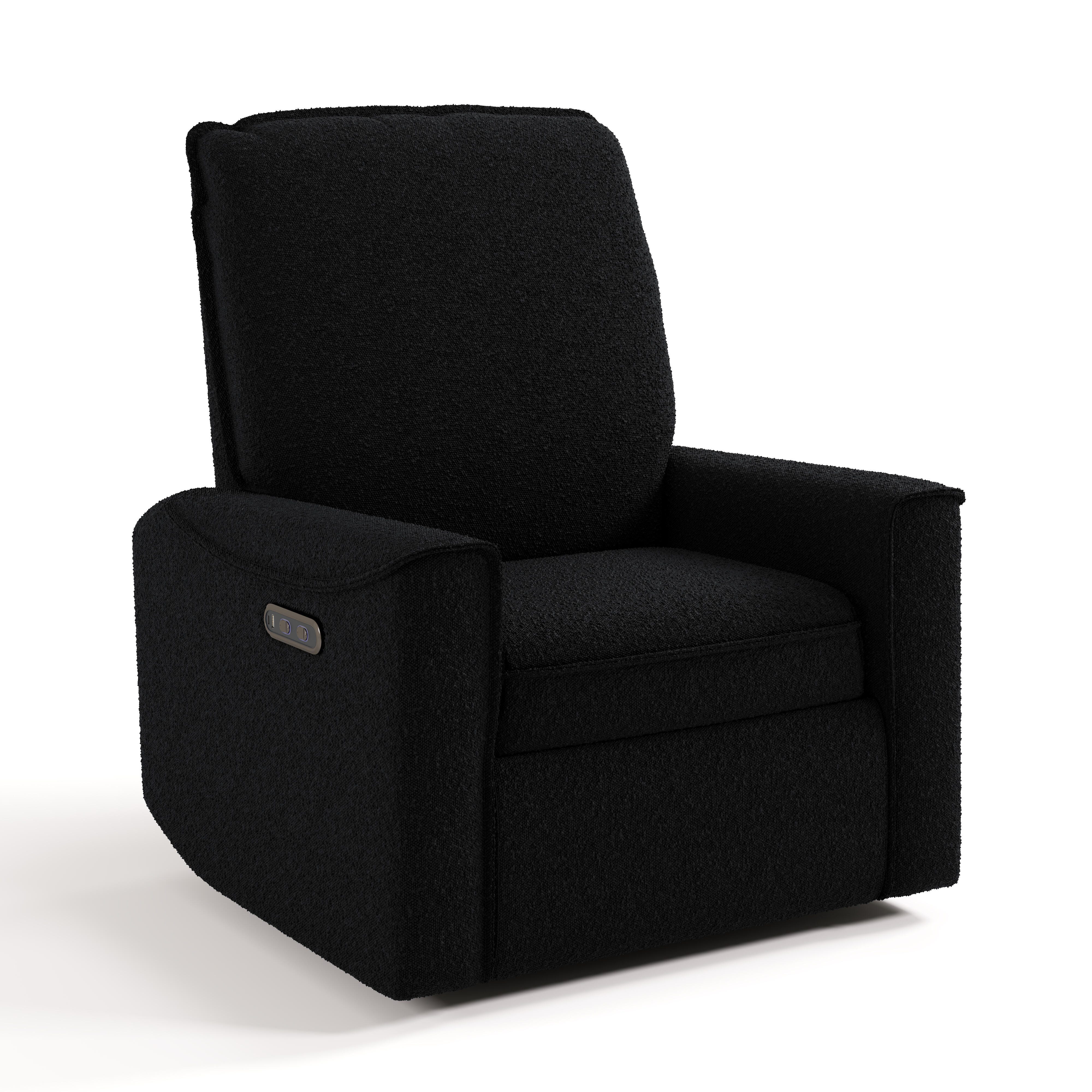 Storkcraft Santos Deluxe Power Swivel Glider Recliner, Black, large