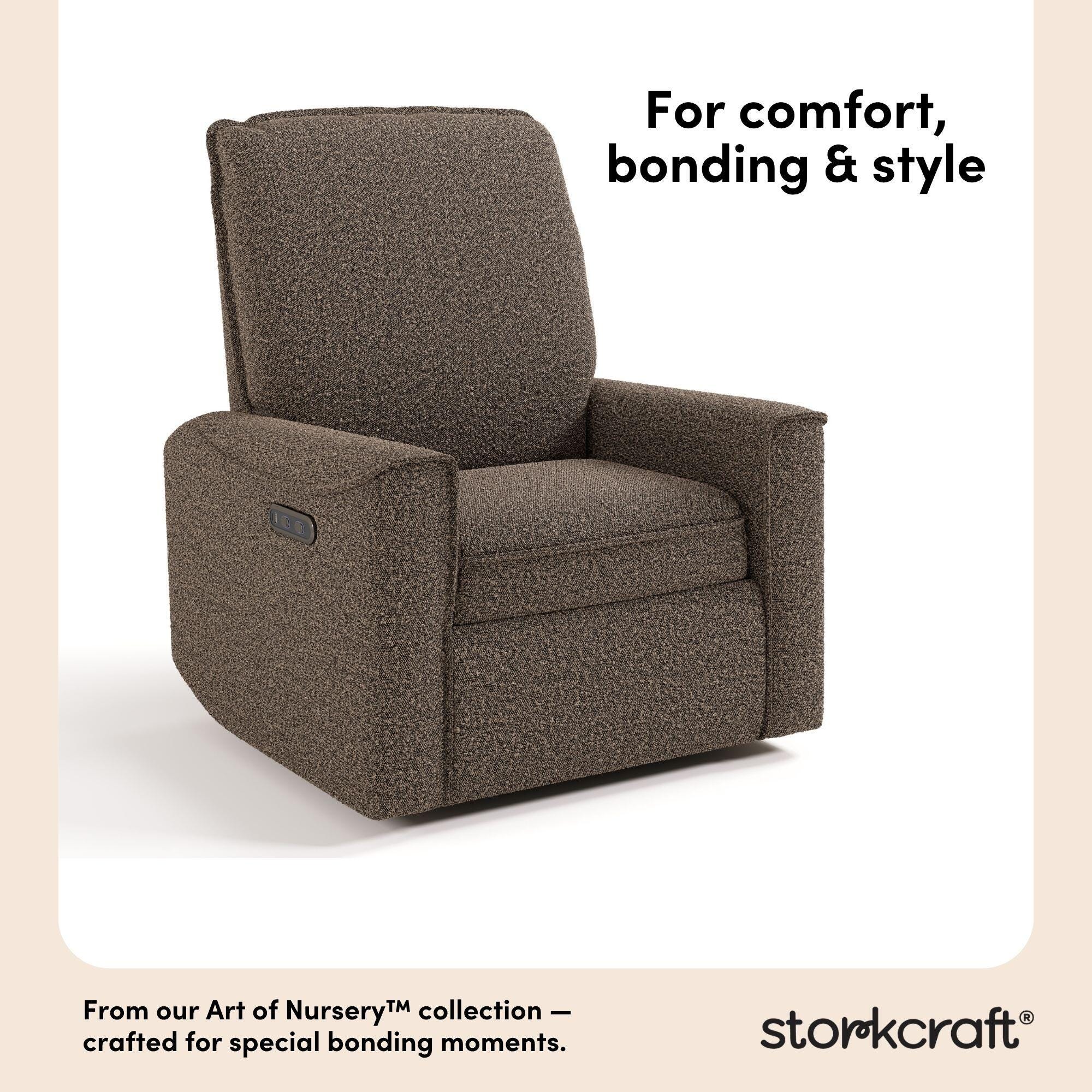Storkcraft Santos Deluxe Power Swivel Glider Recliner, Mountain Brown, large