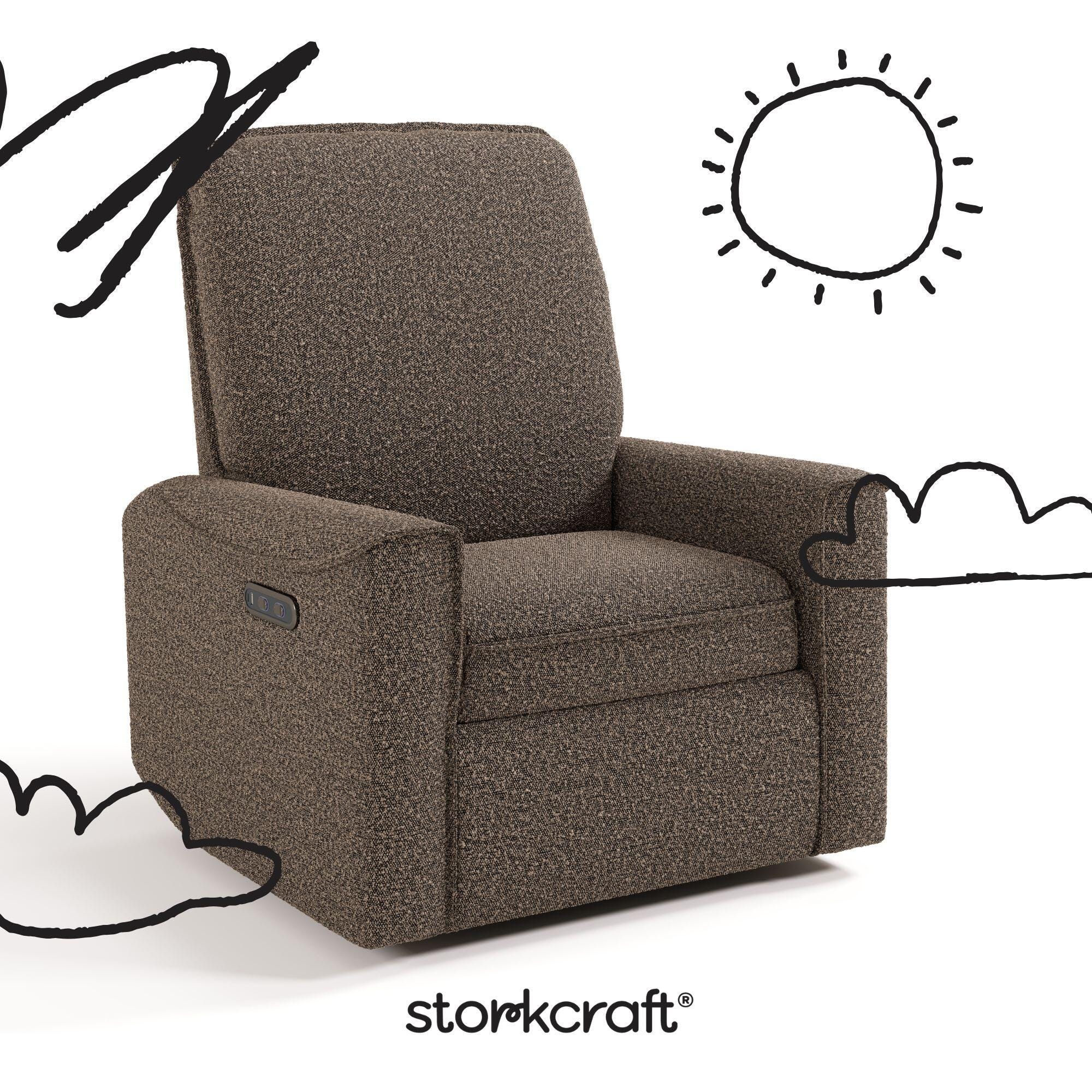 Storkcraft Santos Deluxe Power Swivel Glider Recliner, Mountain Brown, large