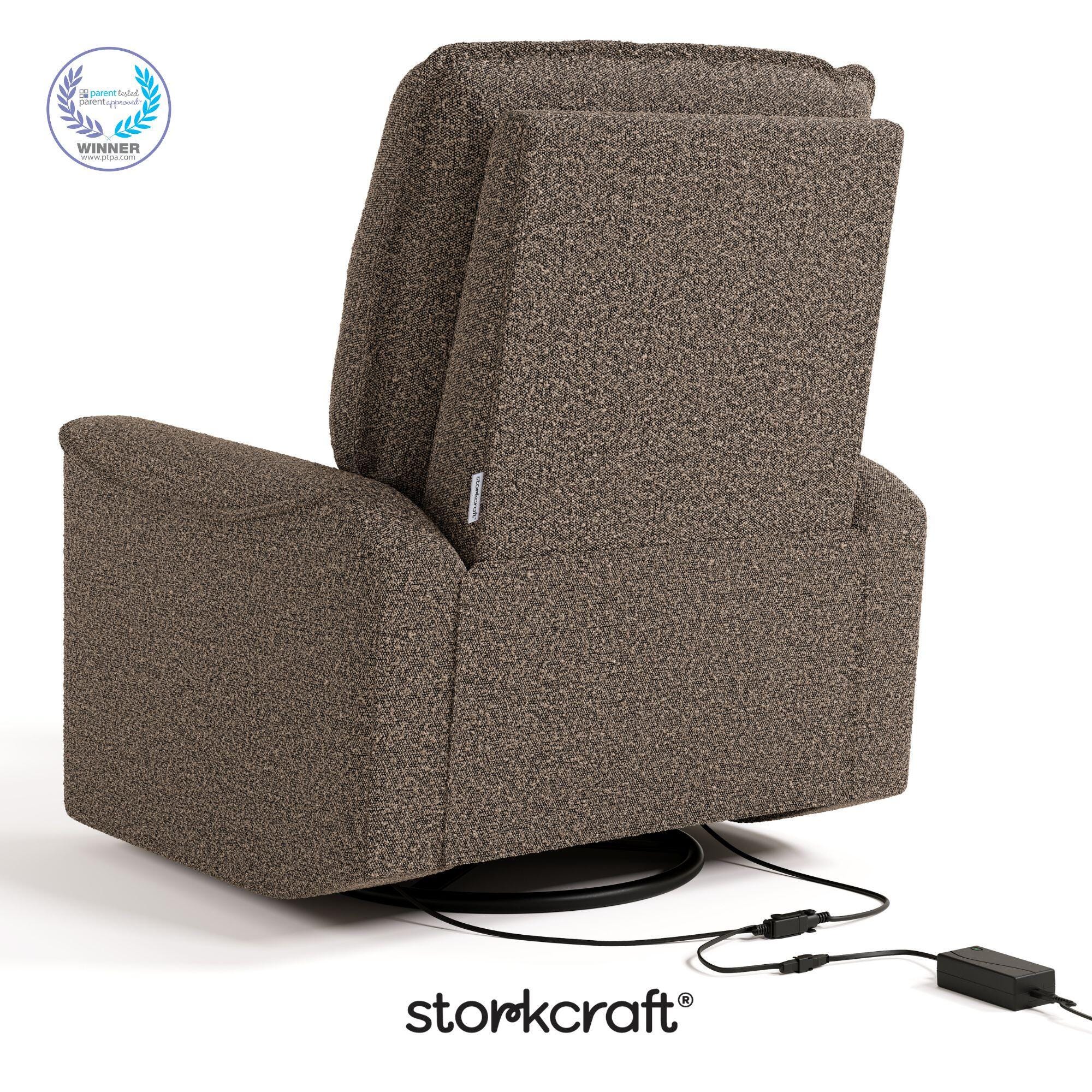Storkcraft Santos Deluxe Power Swivel Glider Recliner, Mountain Brown, large