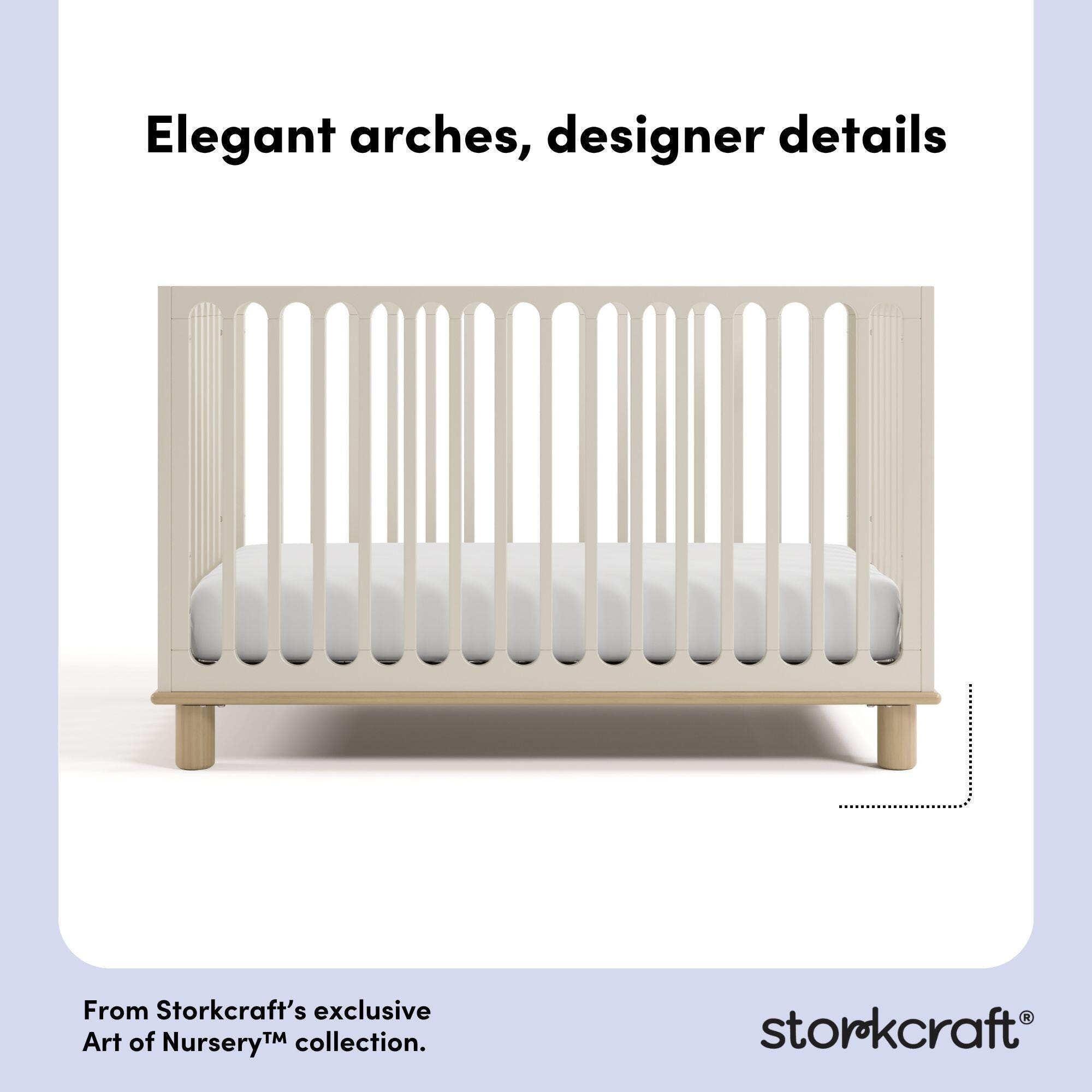 Storkcraft Sicily Deluxe 3-in-1 Convertible Crib, Frosted Oat/Driftwood, large