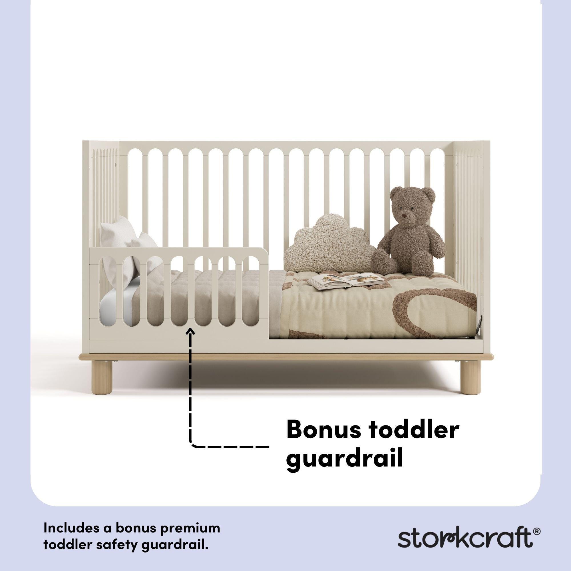 Storkcraft Sicily Deluxe 3-in-1 Convertible Crib, Frosted Oat/Driftwood, large